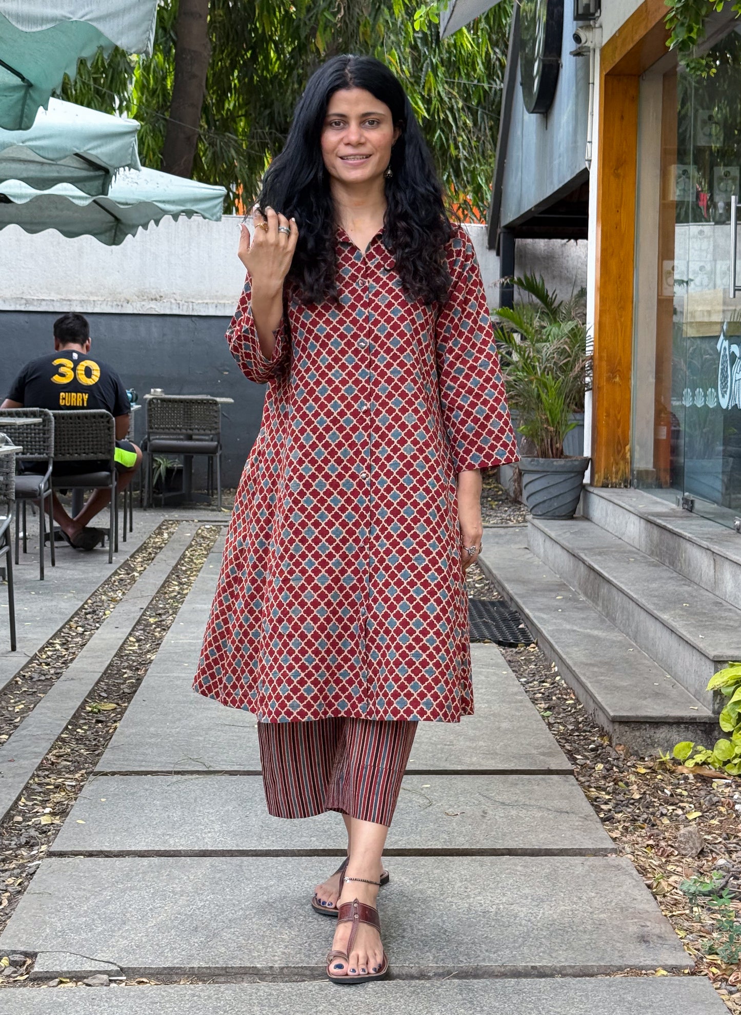 Cotton Handblock Printed Natural Dyed Ajrakh Pant.