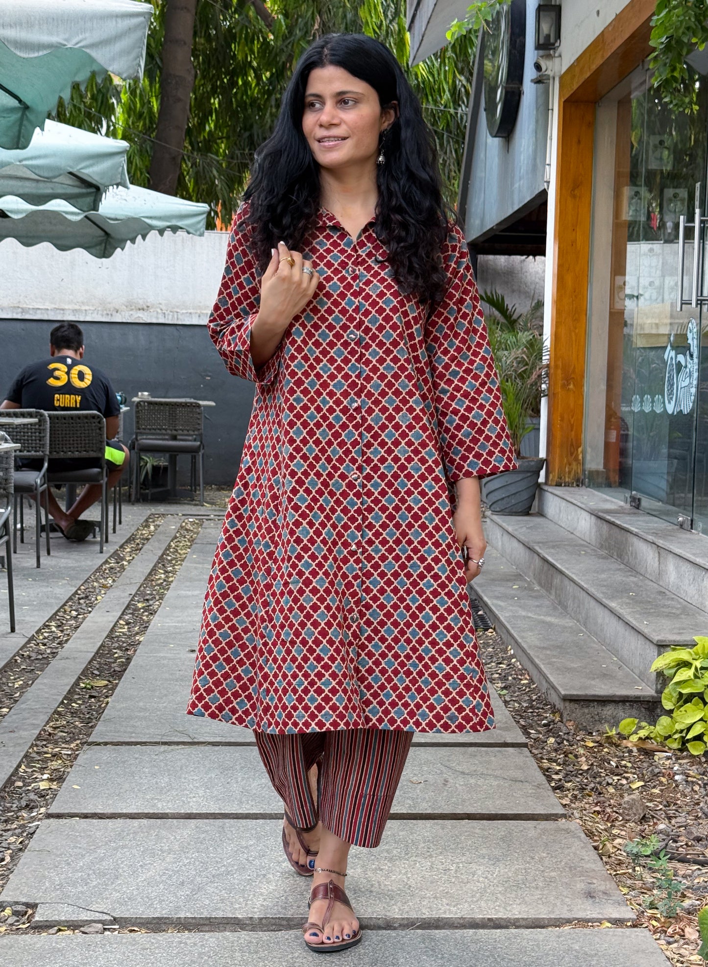 Cotton Handblock Printed Natural Dyed Ajrakh Kurta
