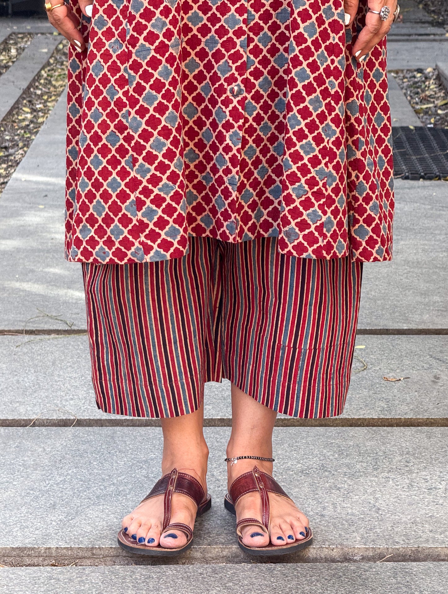 Cotton Handblock Printed Natural Dyed Ajrakh Pant.