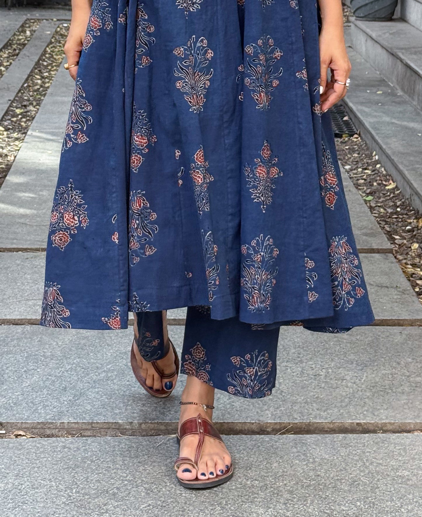 Cotton Handblock Printed Natural Dyed Ajrakh Pant.