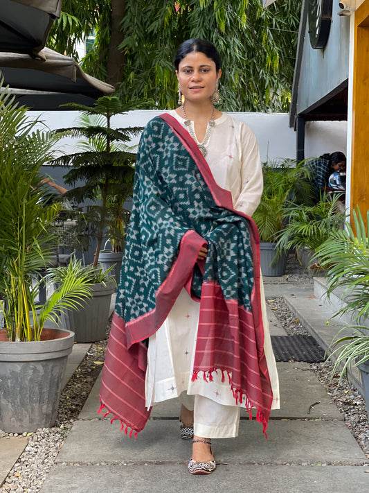 Handloom  & Handmade Special  Double Ikat Cotton Dupatta
