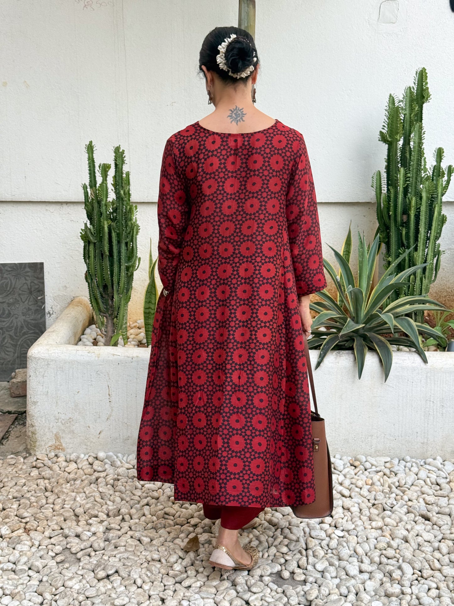 Handblock Printed Natural Dyed Ajrakh Chanderi Silk Pant