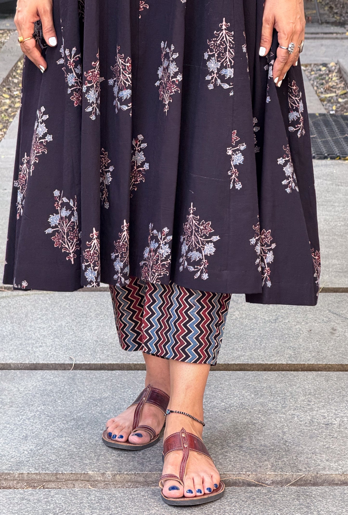 Cotton Handblock Printed Natural Dyed Ajrakh Pant.
