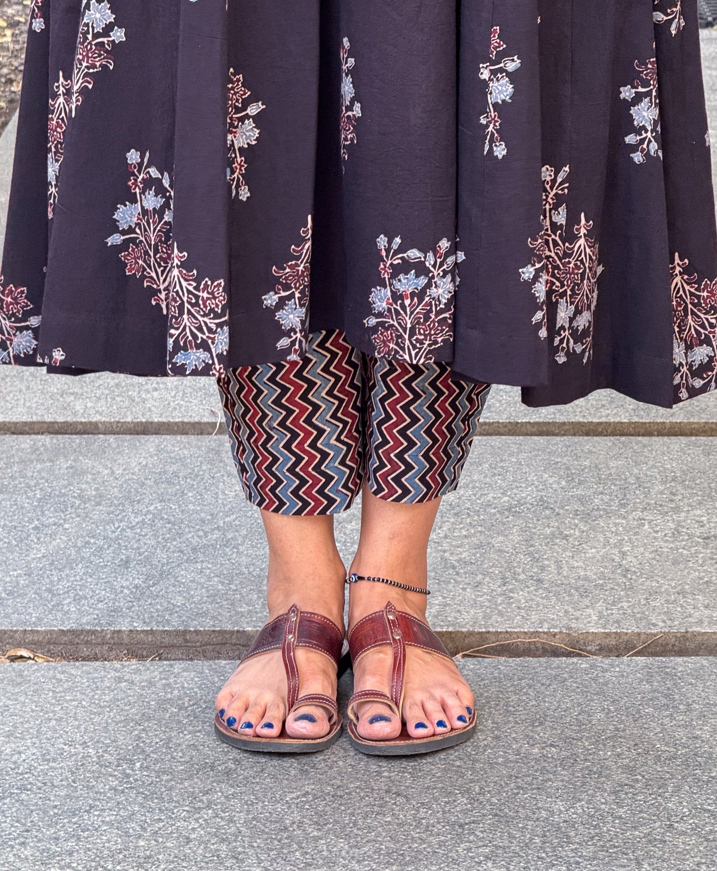 Cotton Handblock Printed Natural Dyed Ajrakh Pant.