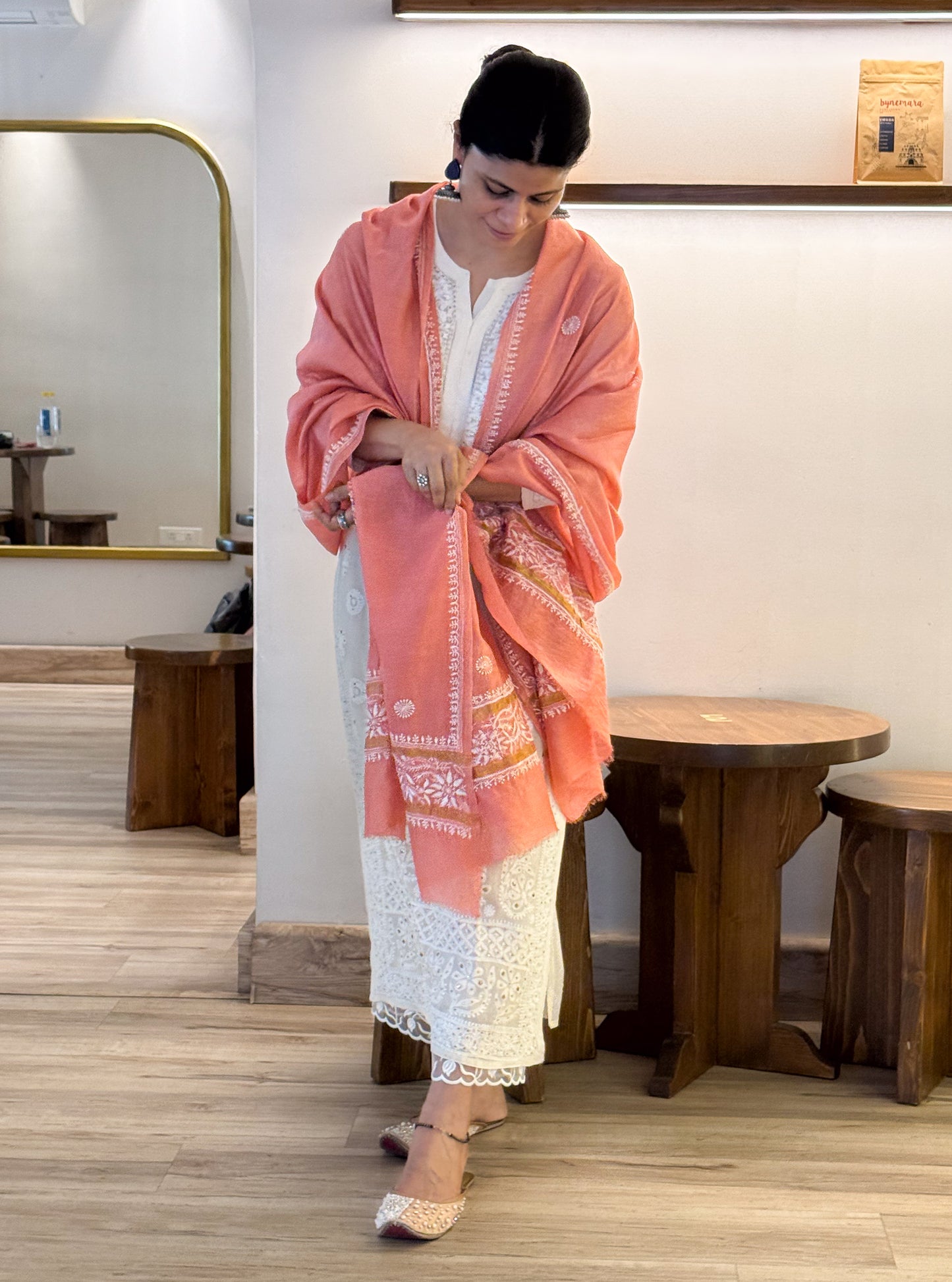 Chanderi Silk Handembroidered Chikankari Dupatta