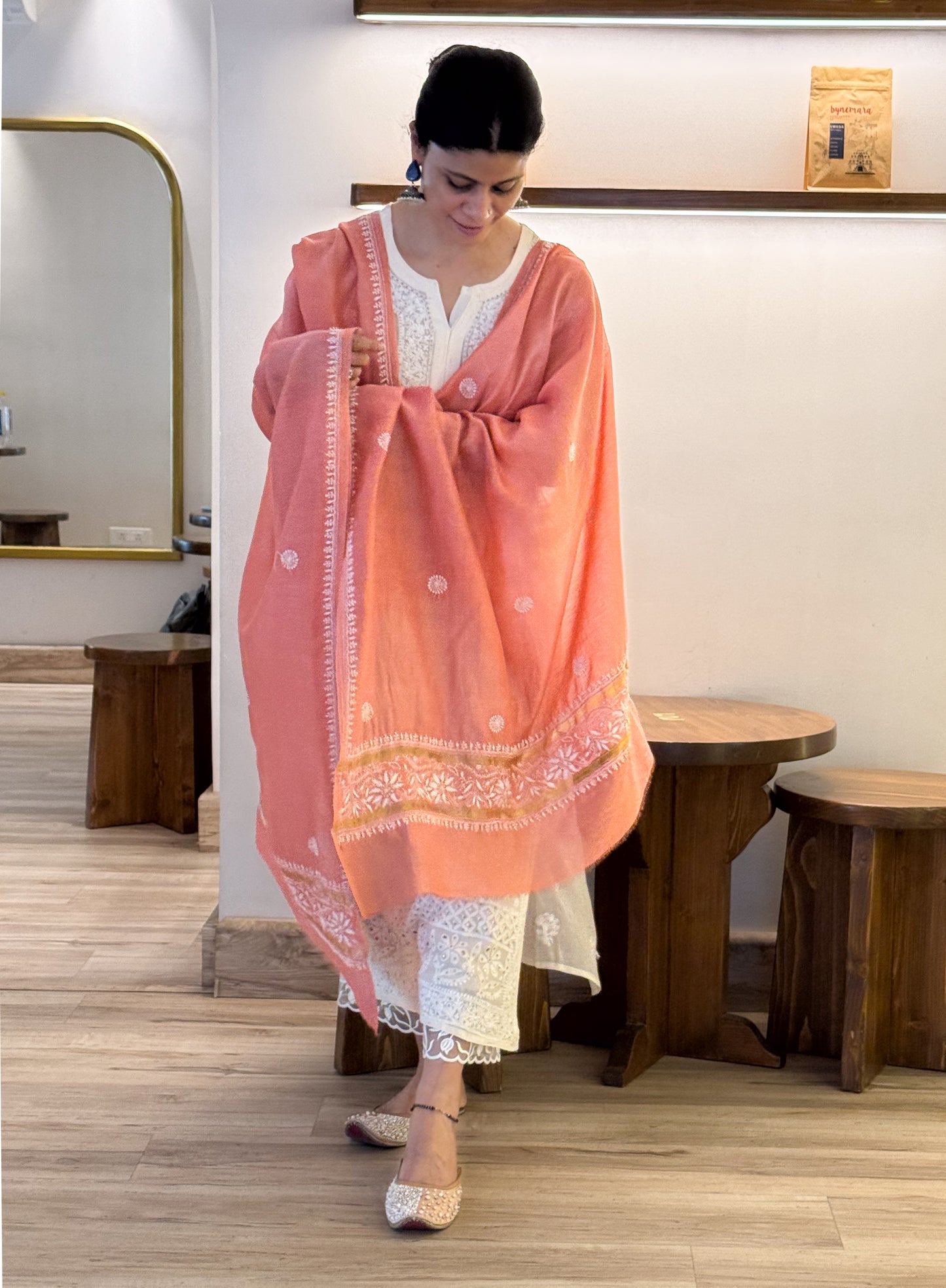 Chanderi Silk Handembroidered Chikankari Dupatta