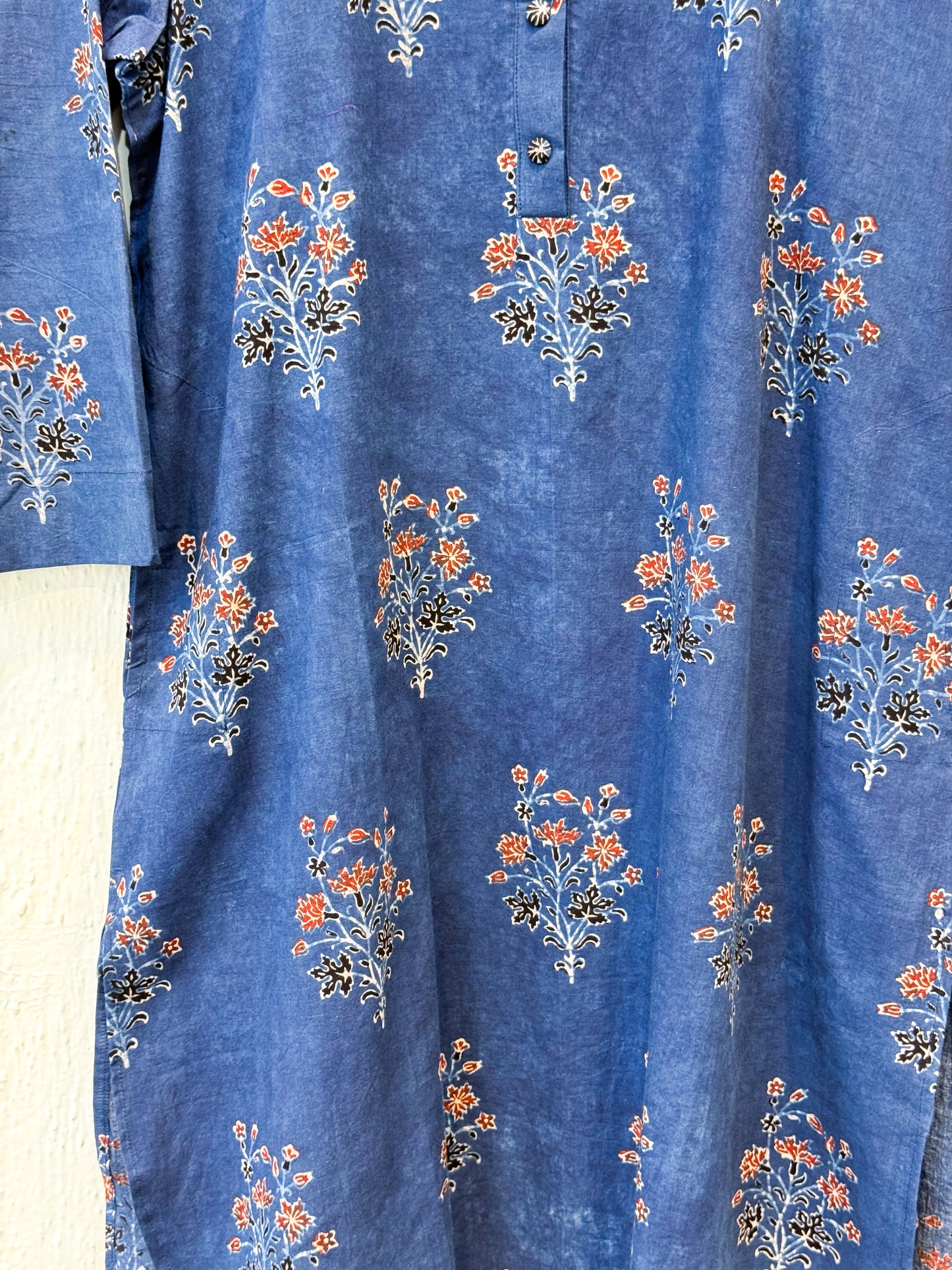 Handblock Printed Natural Dyed Ajrakh Cotton Kurta