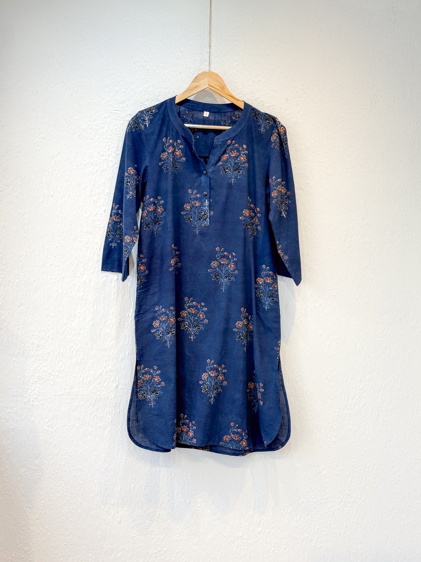Handblock Printed Natural Dyed Ajrakh Cotton Kurta