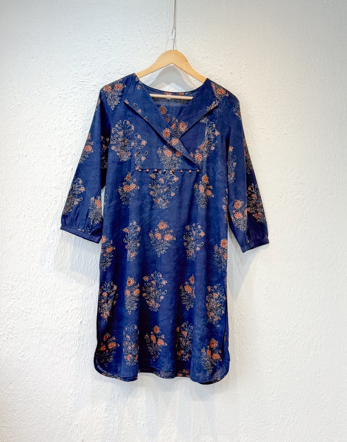 Handblock Printed Natural Dyed Ajrakh Cotton Kurta