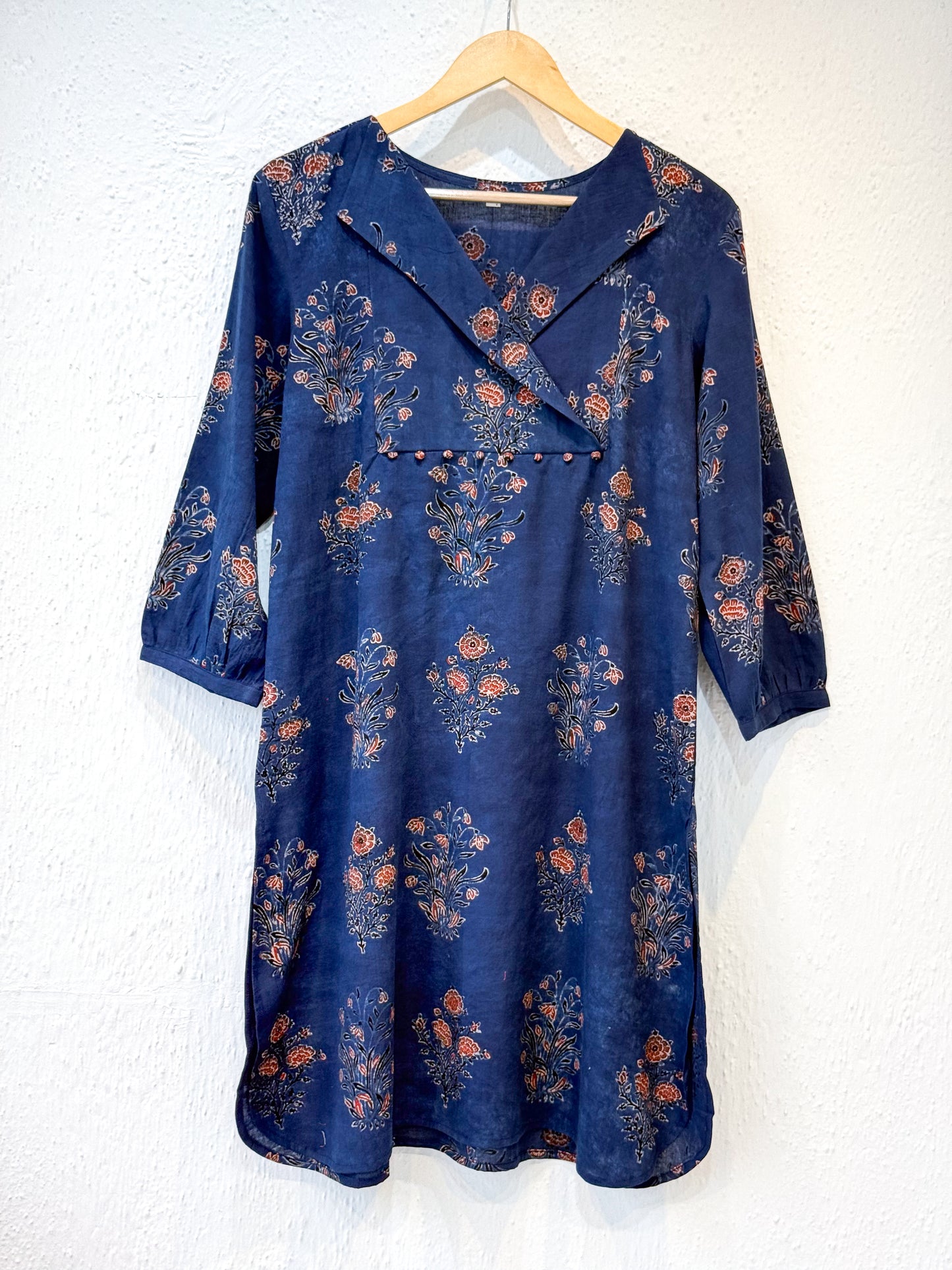 Handblock Printed Natural Dyed Ajrakh Cotton Kurta