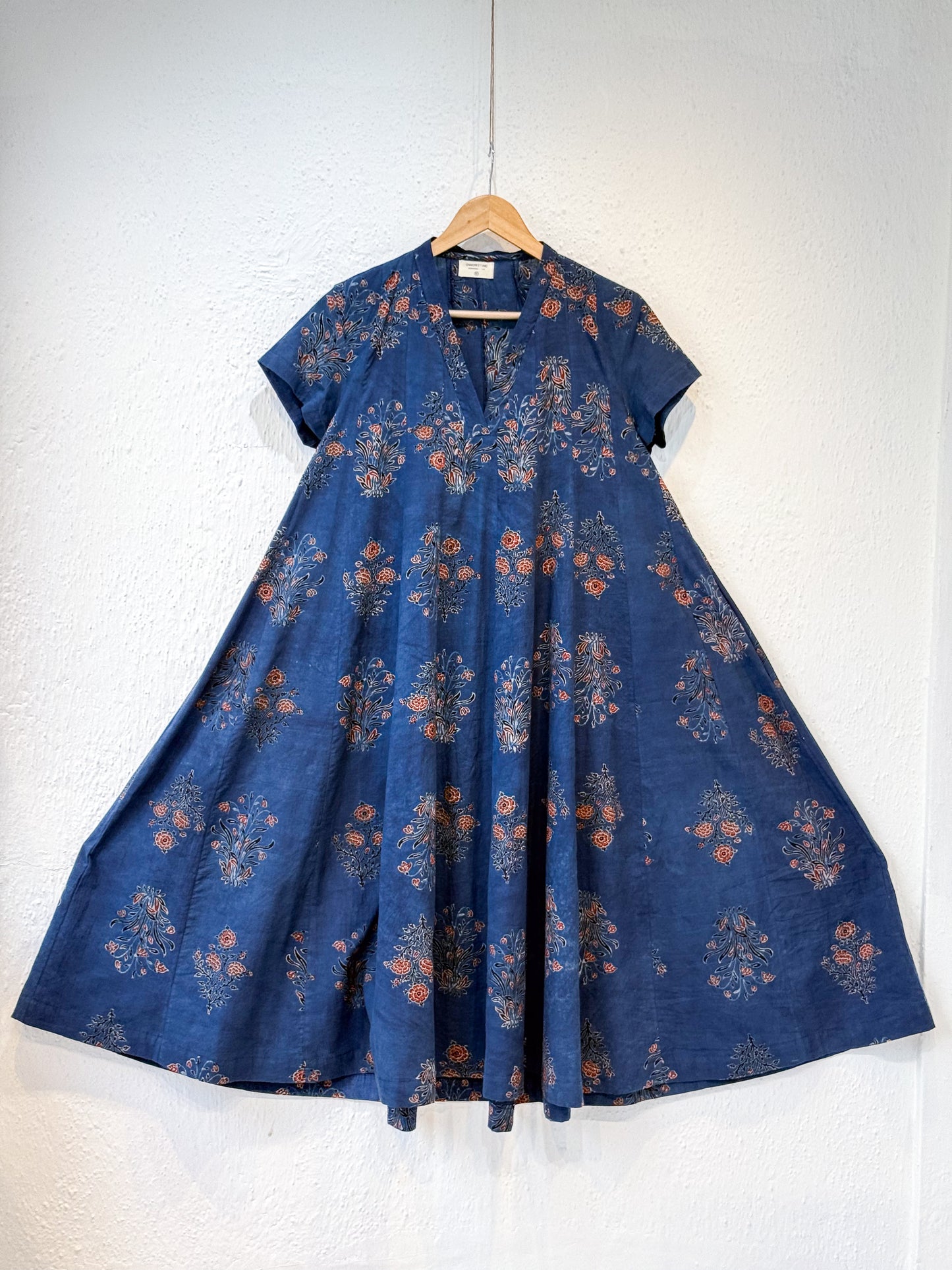 Handblock Printed Natural Dyed Ajrakh Cotton Kalidar Kurta