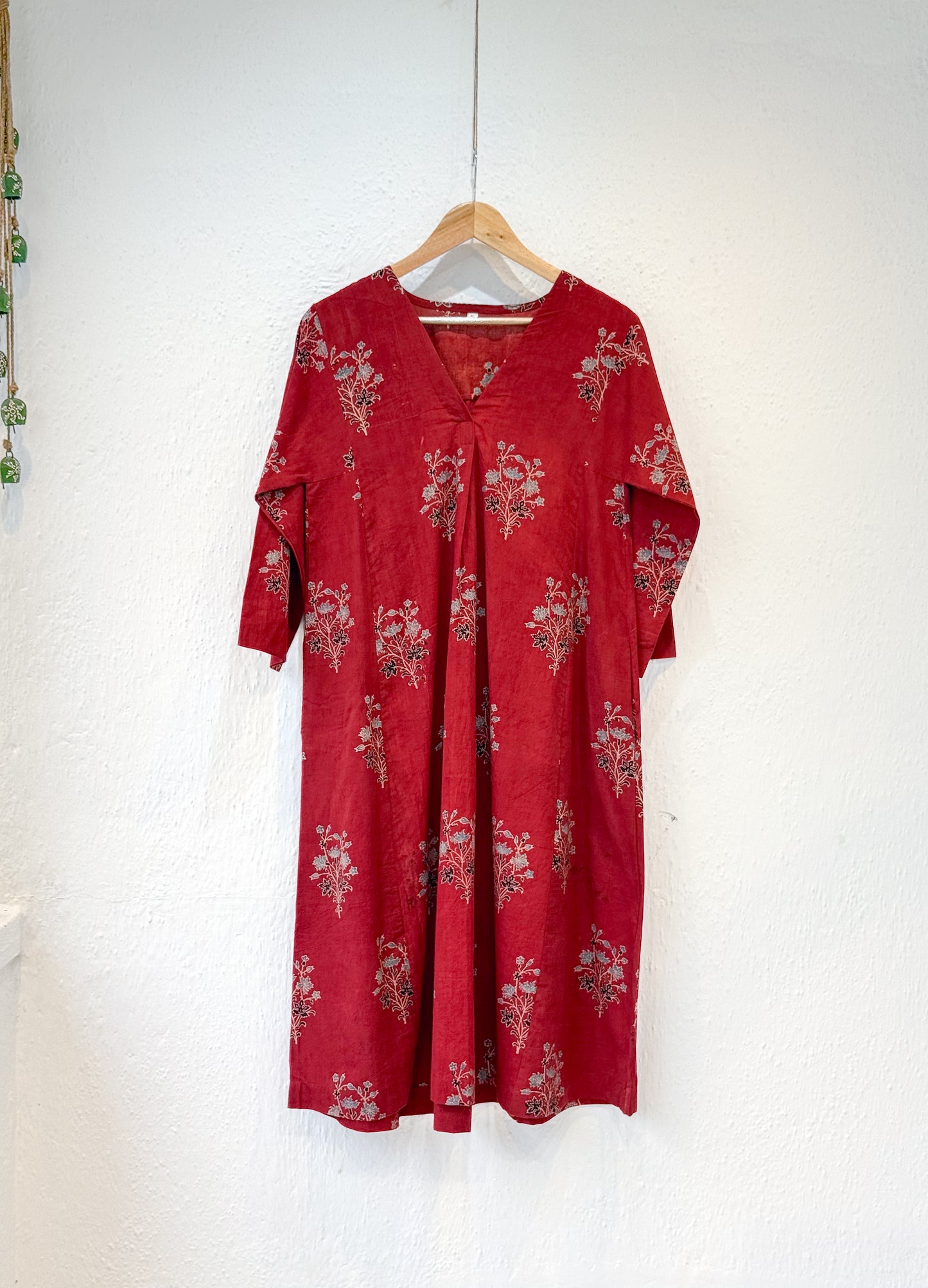 Handblock Printed Natural Dyed Ajrakh Cotton Kalidar Kurta