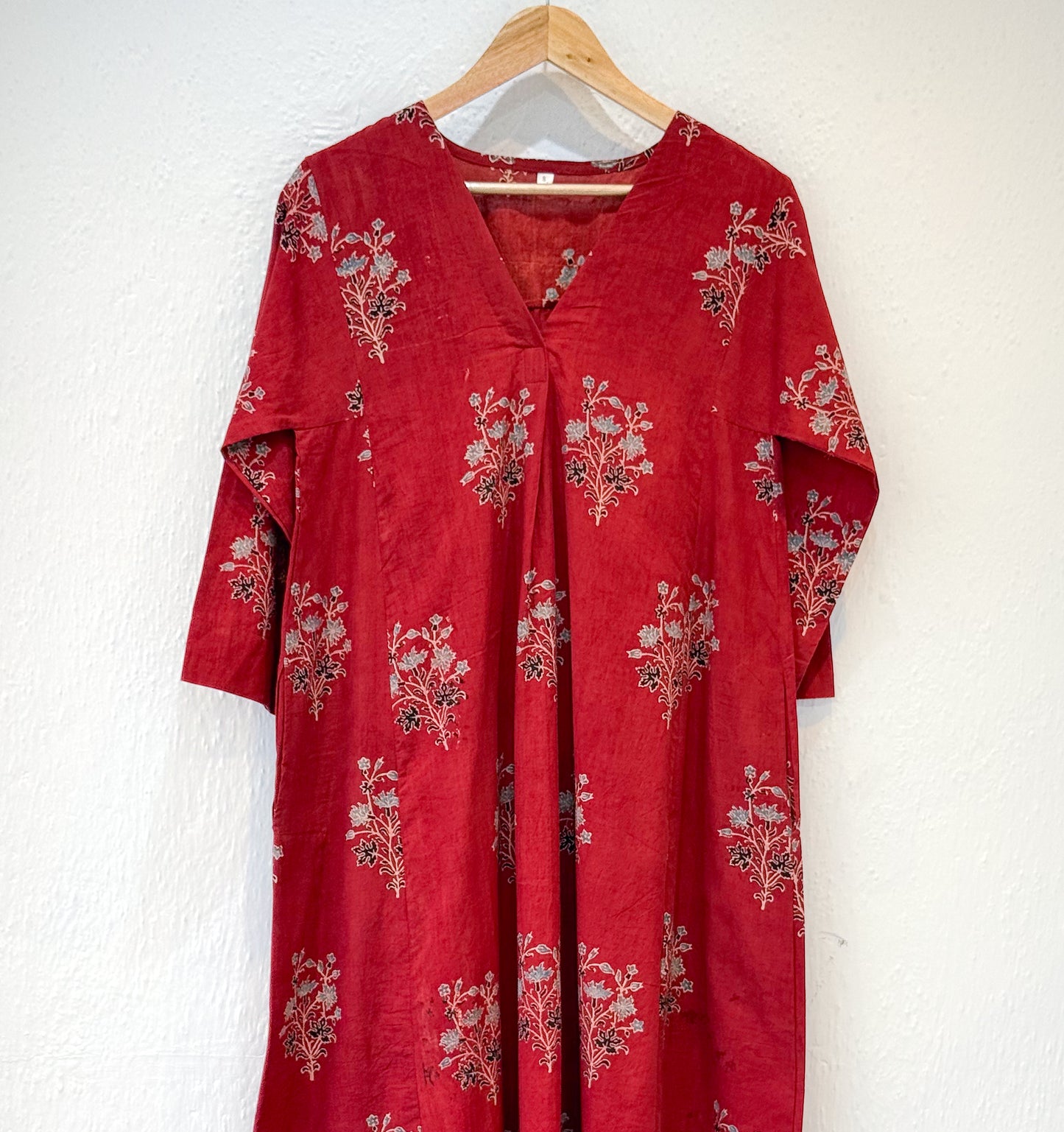 Handblock Printed Natural Dyed Ajrakh Cotton Kalidar Kurta