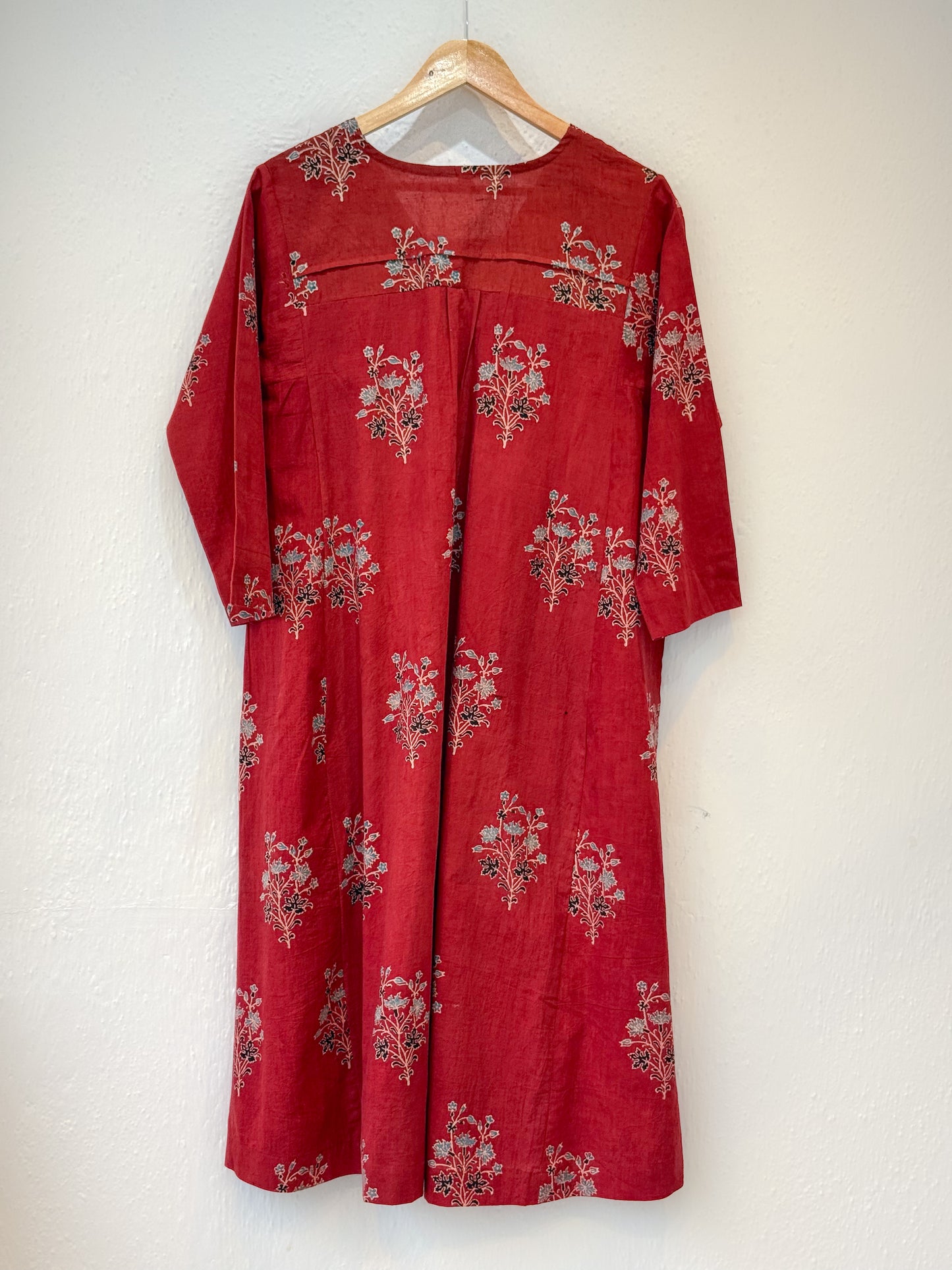 Handblock Printed Natural Dyed Ajrakh Cotton Kalidar Kurta