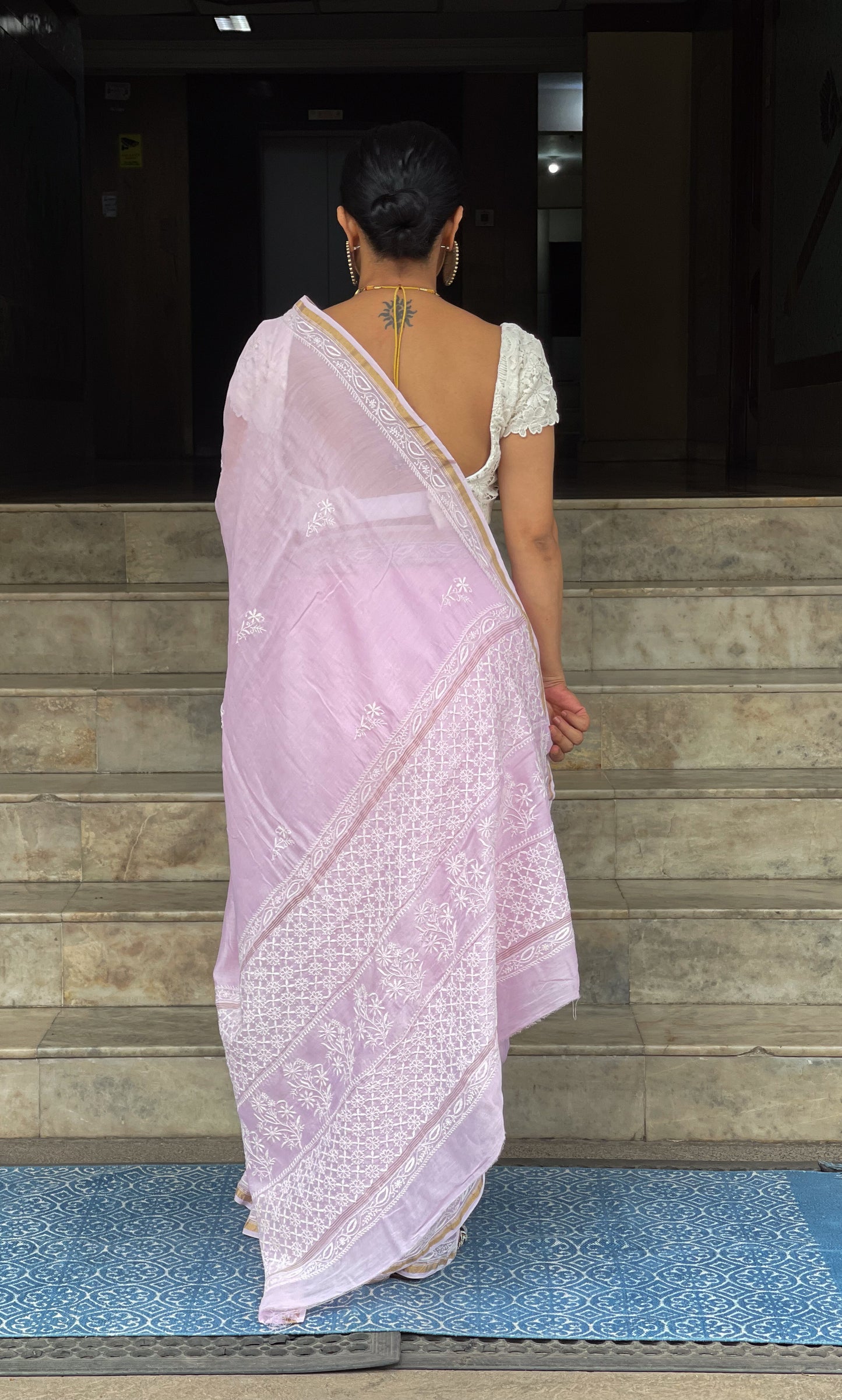 Handembroidered Chikanakri Pure Chanderi Silk Saree