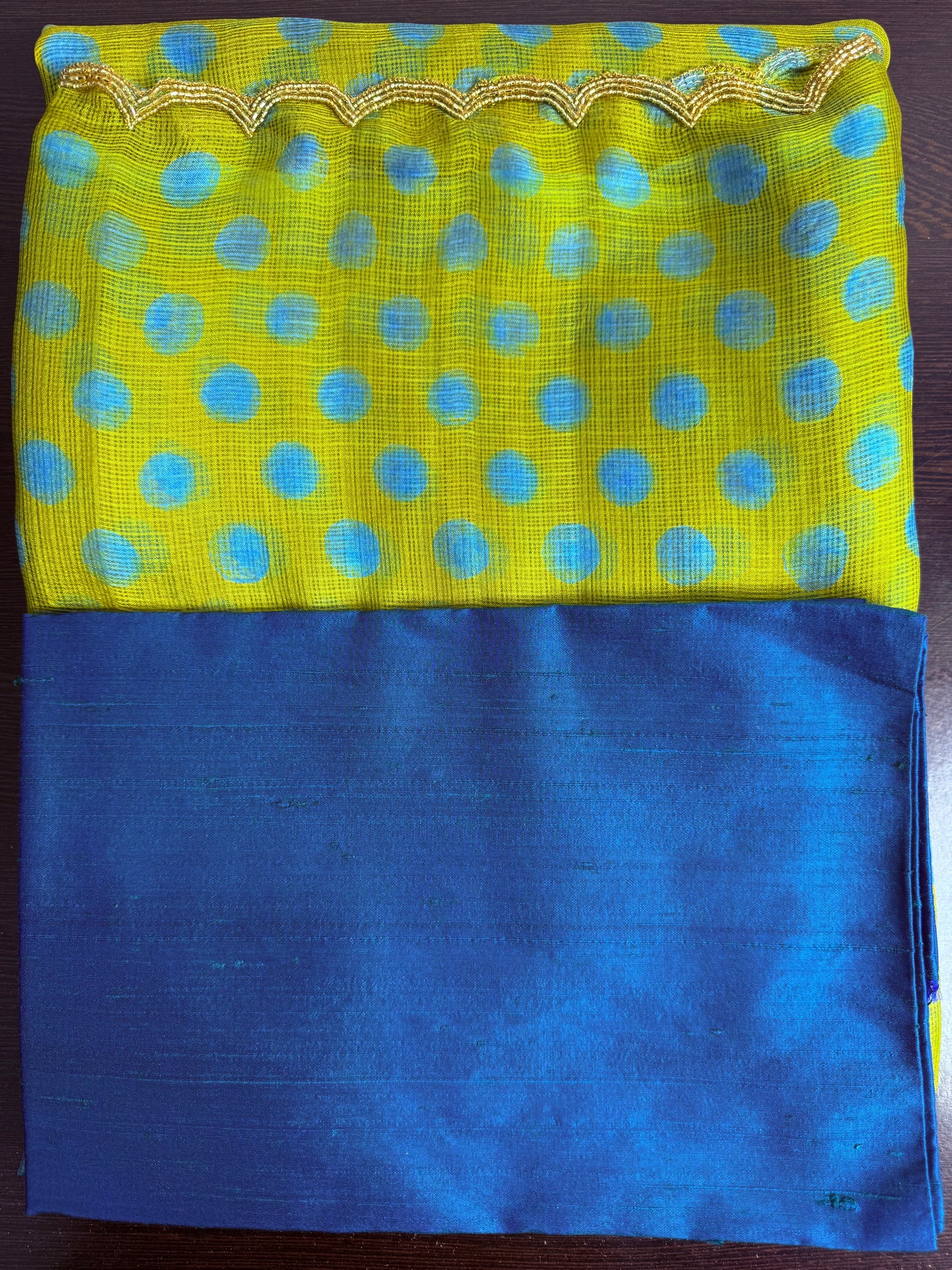 Handloom Hand Block Printed & Hand Embroidered Kota Silk Saree