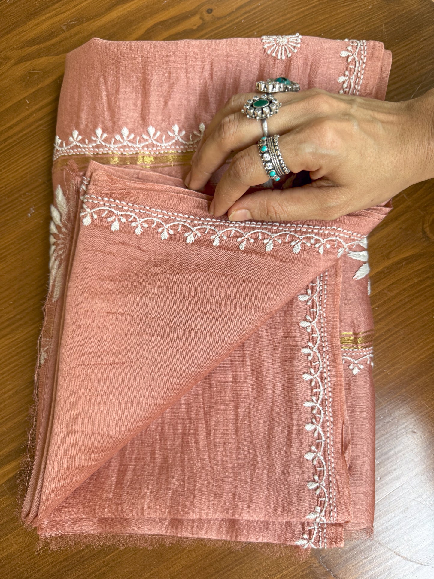 Chanderi Silk Handembroidered Chikankari Dupatta