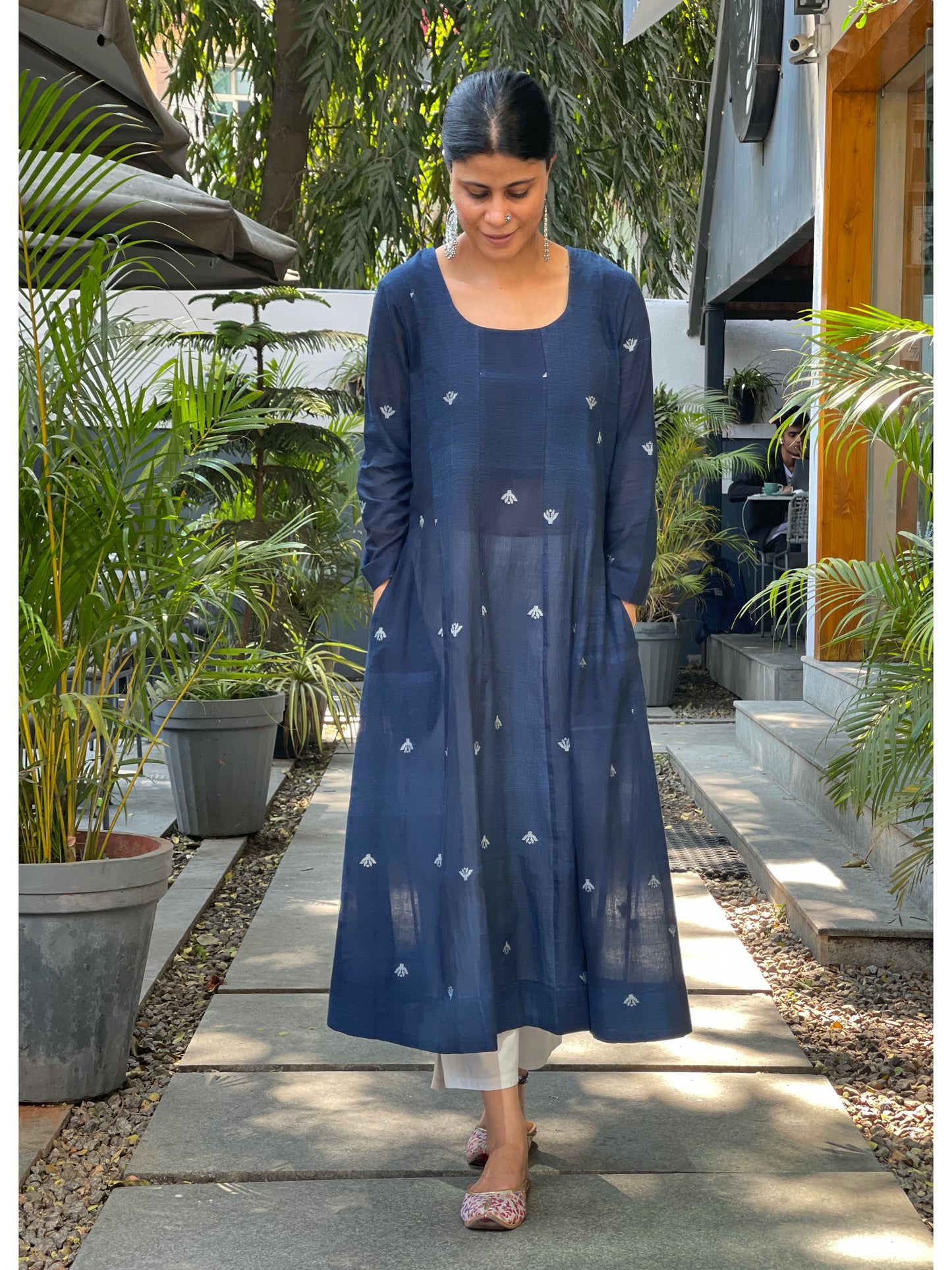 Handwoven jamdani kalidar kurta
