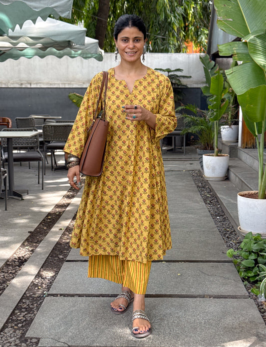 Handloom Cotton with Handblock Printed Kurta