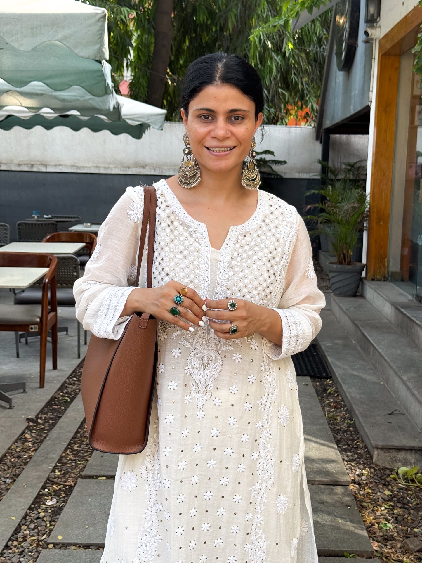 Handloom Muslin And Hand Embroidered Chikankari Mukaish Work Kurta with Lining
