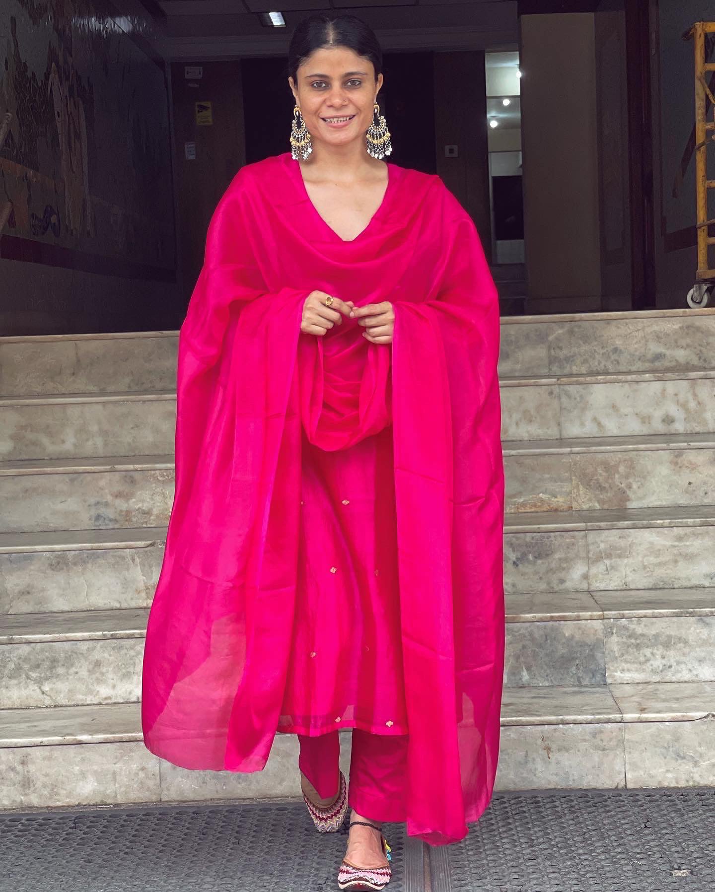 Handloom Chanderi Silk Kurta Set with handwoven Motifs.