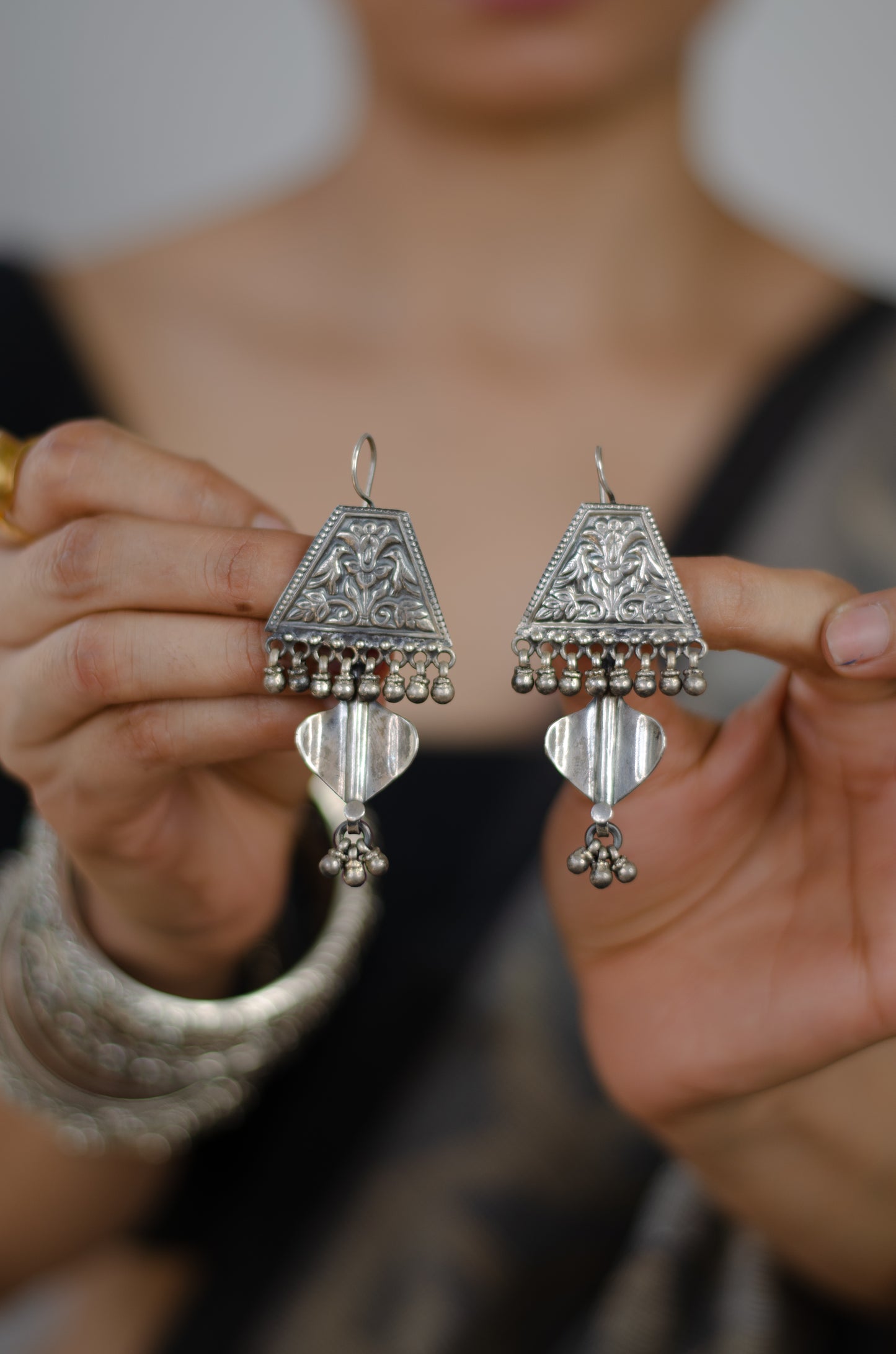 Handmade Silver tone earrings.