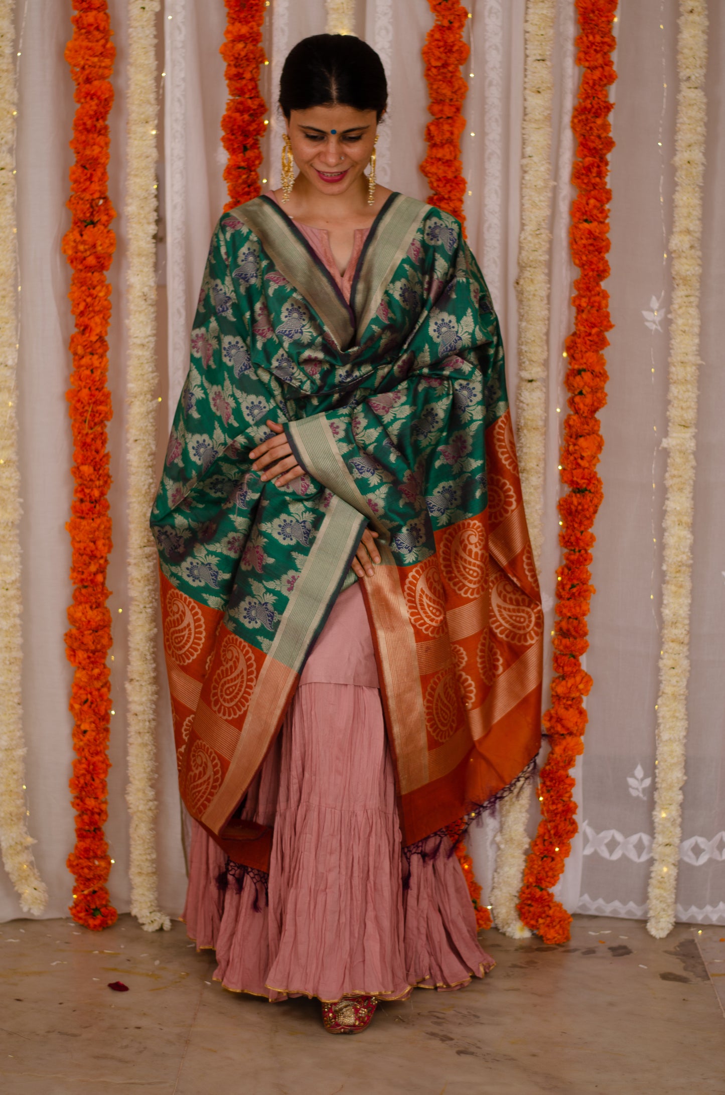 Handwoven Katan Silk Banarasi dupatta