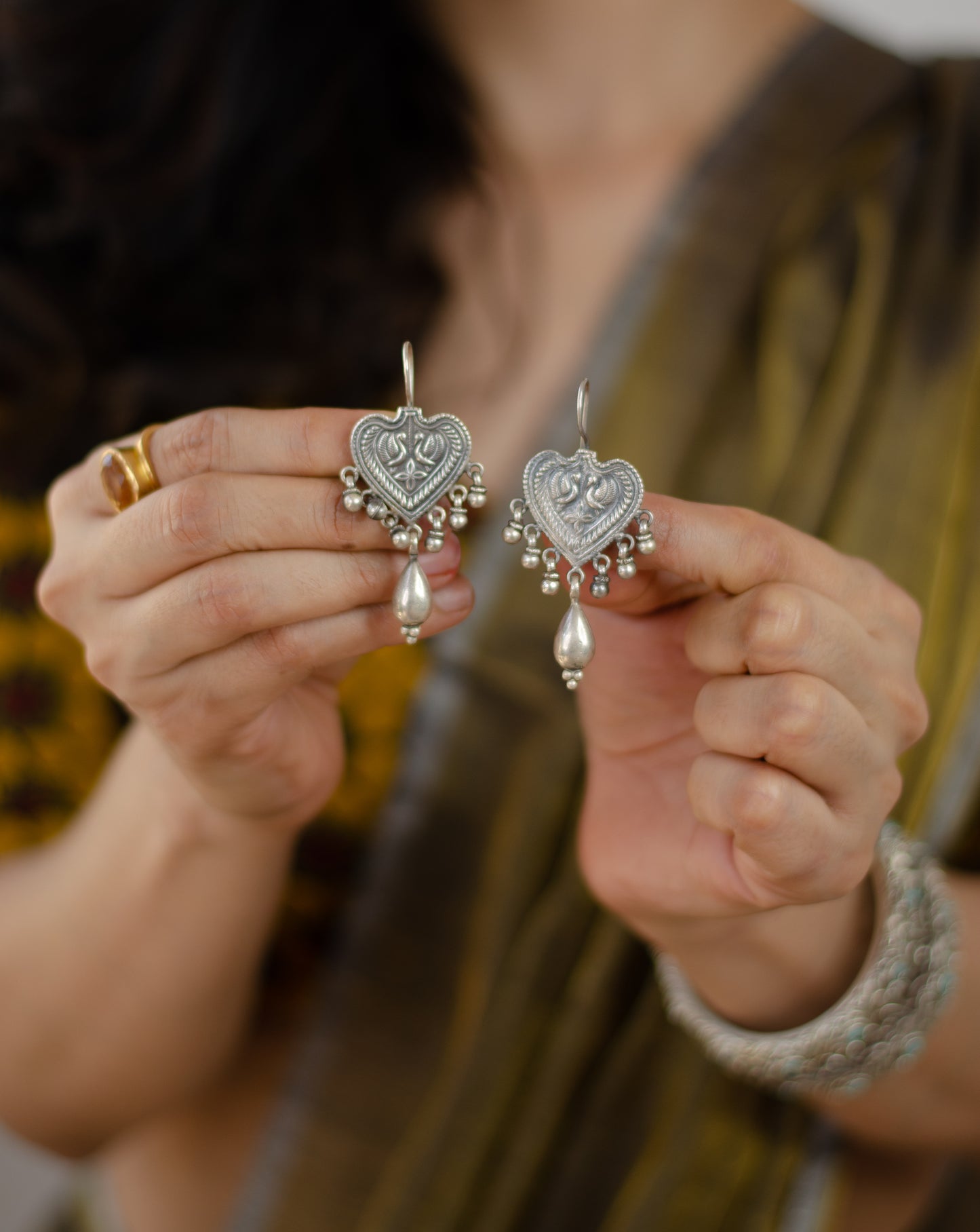 Handmade Silver tone earrings.