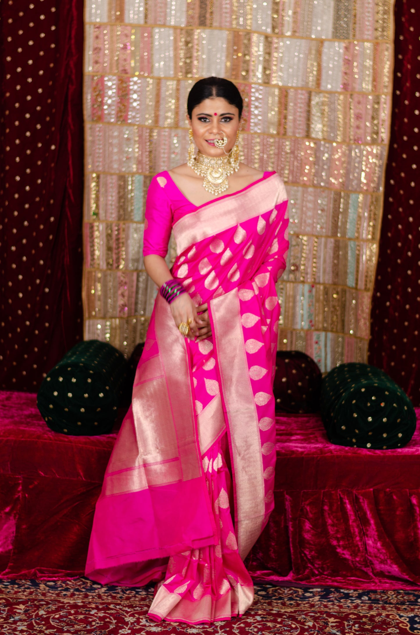 Pink Colour Handloom Katan Banarasi Silk saree
