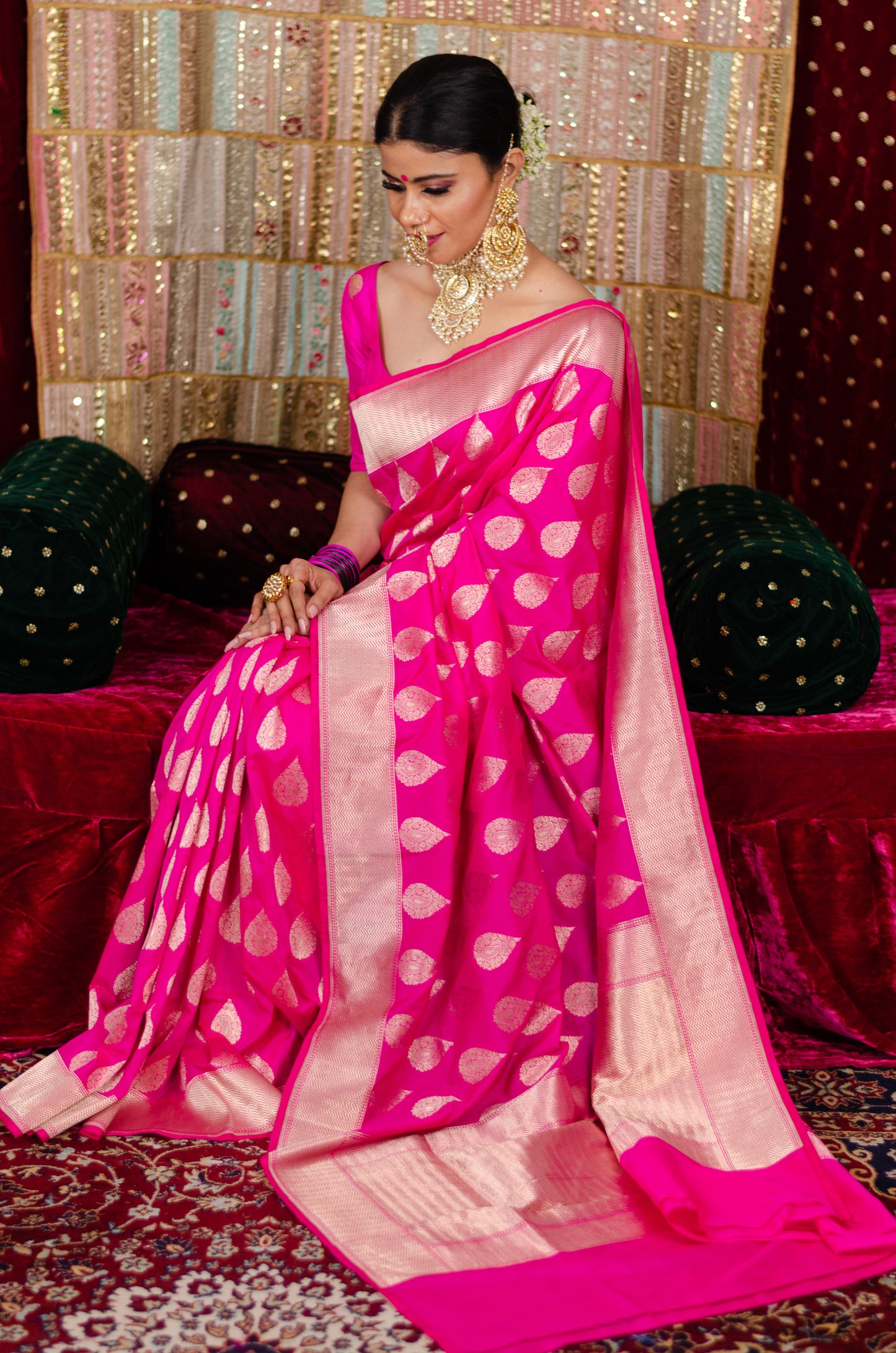 Pink Colour Handloom Katan Banarasi Silk saree