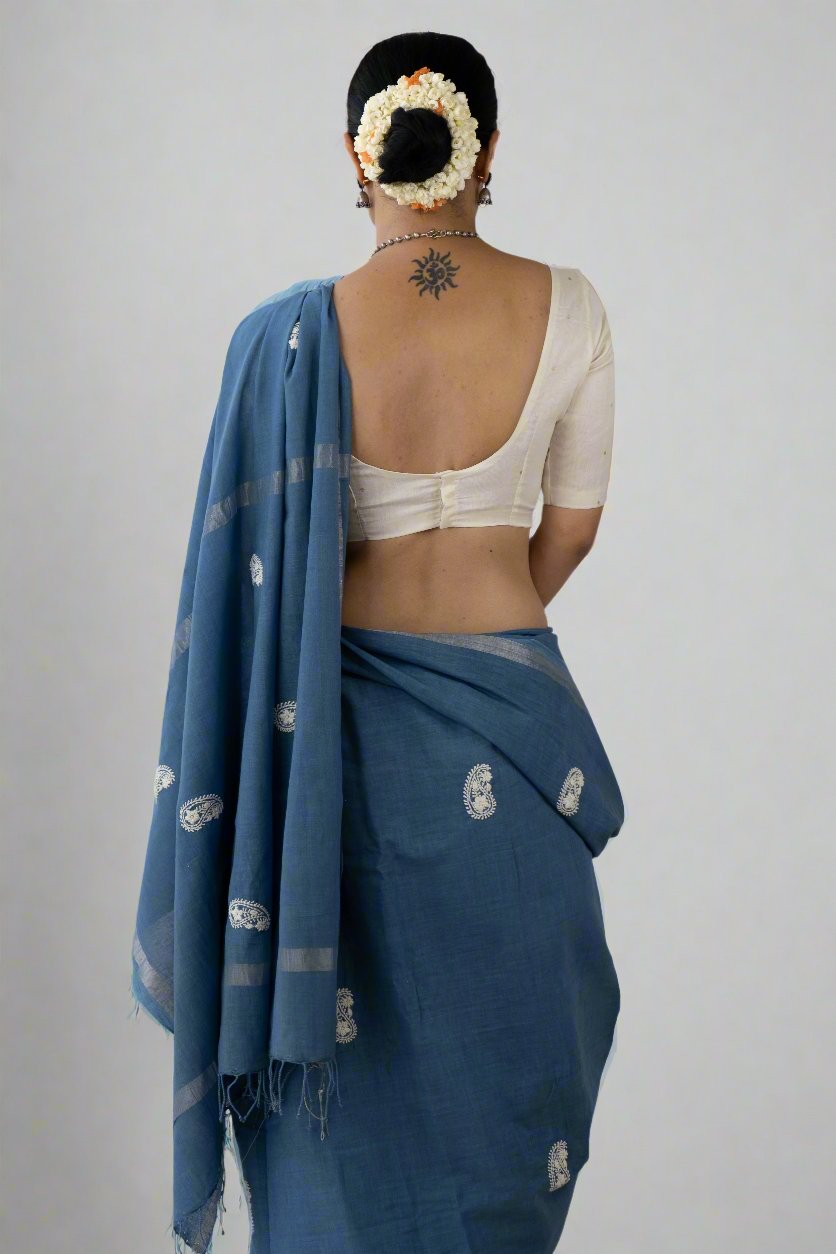 Handloom Cotton Sarees with Hand embroidered work