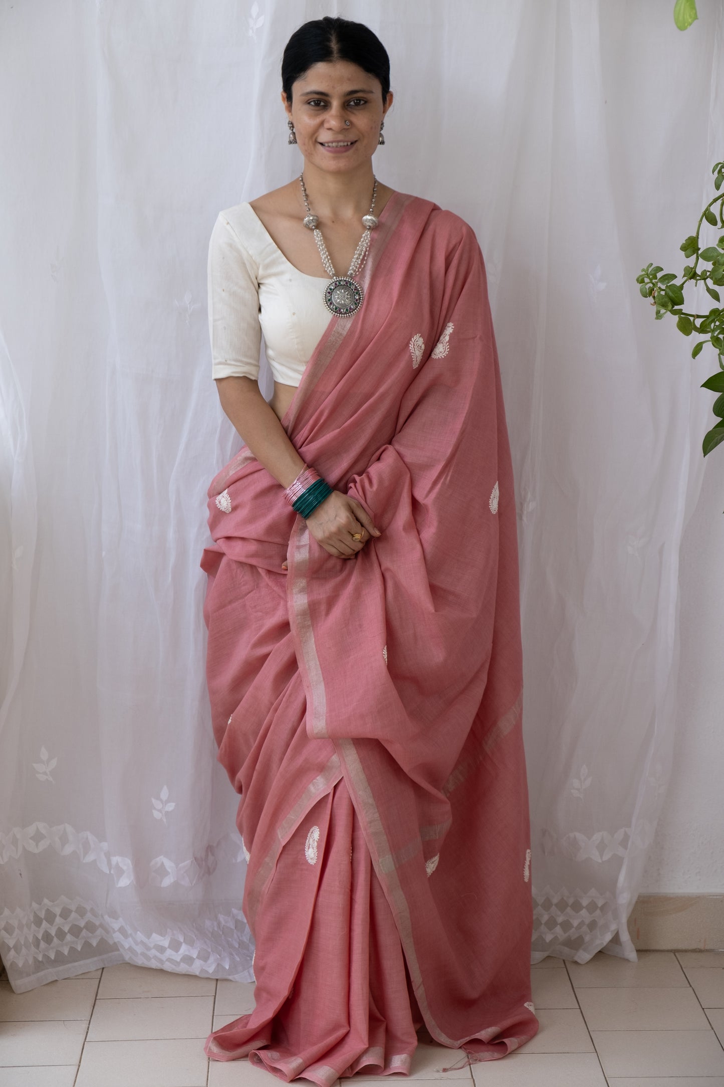Handloom Cotton Sarees with Hand embroidered work