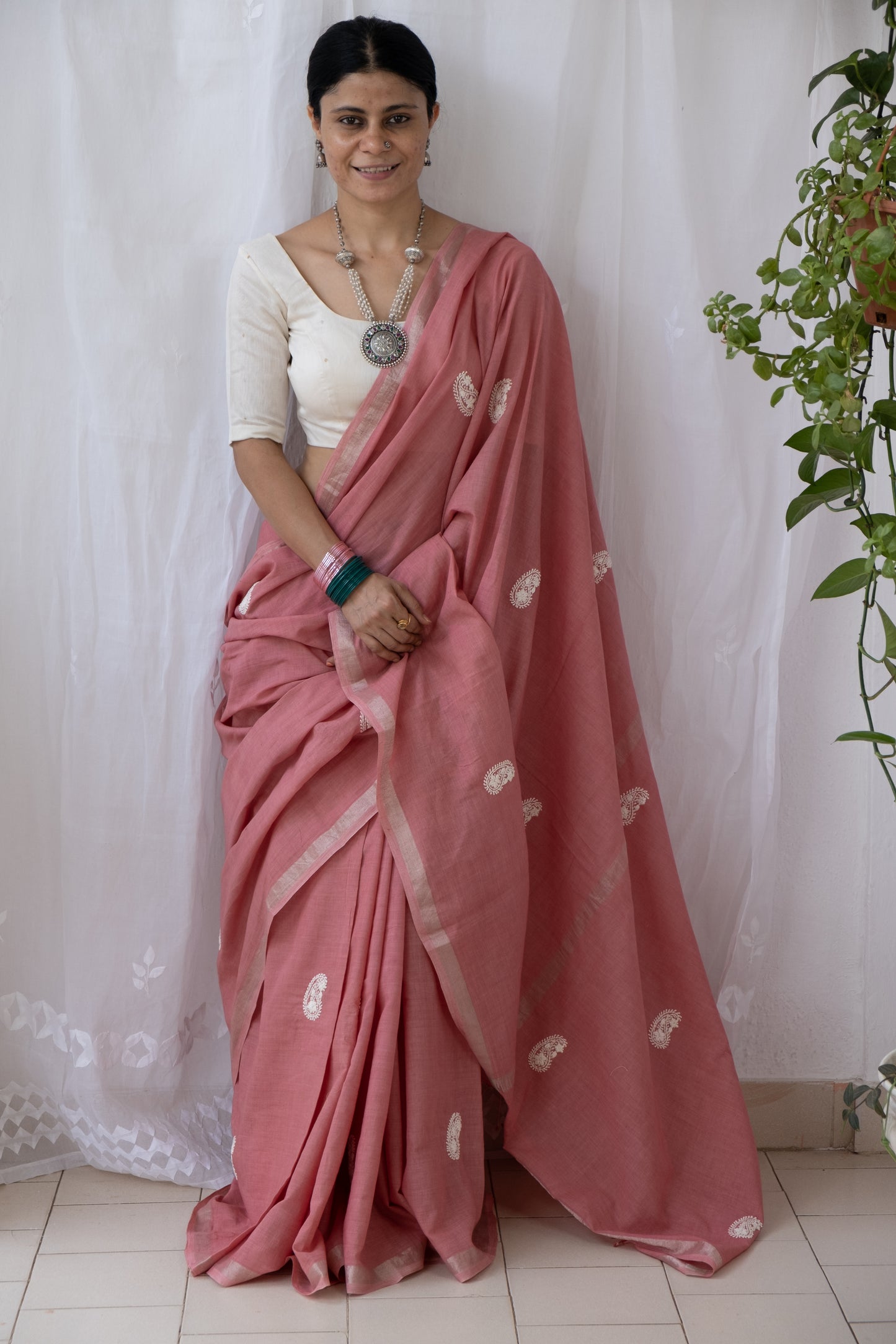 Handloom Cotton Sarees with Hand embroidered work