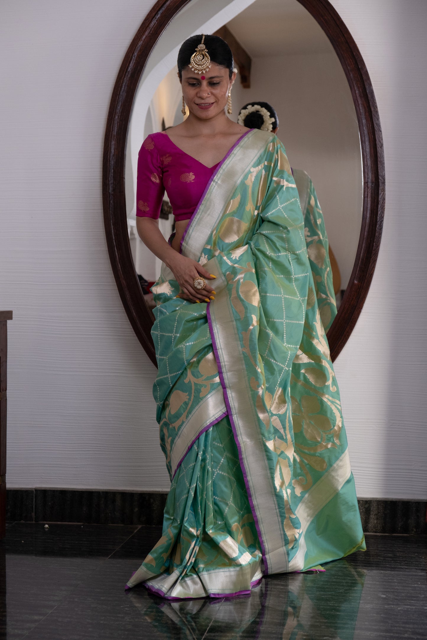 Pista Green Colour Cut Work Handloom Katan Silk Banarasi Designer Saree