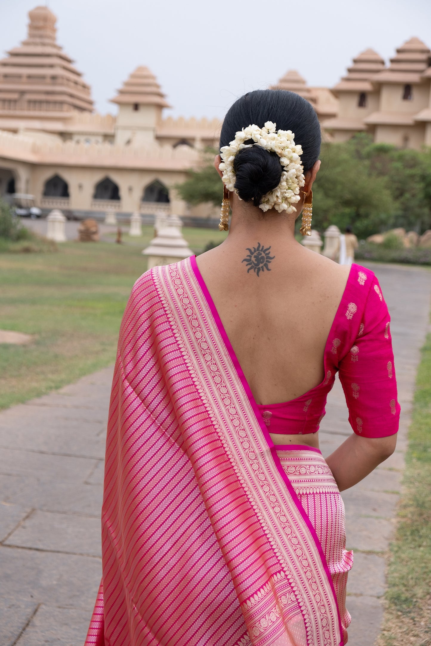 Rani Pink Handwoven Kadwa Katan Silk Banarasi Saree
