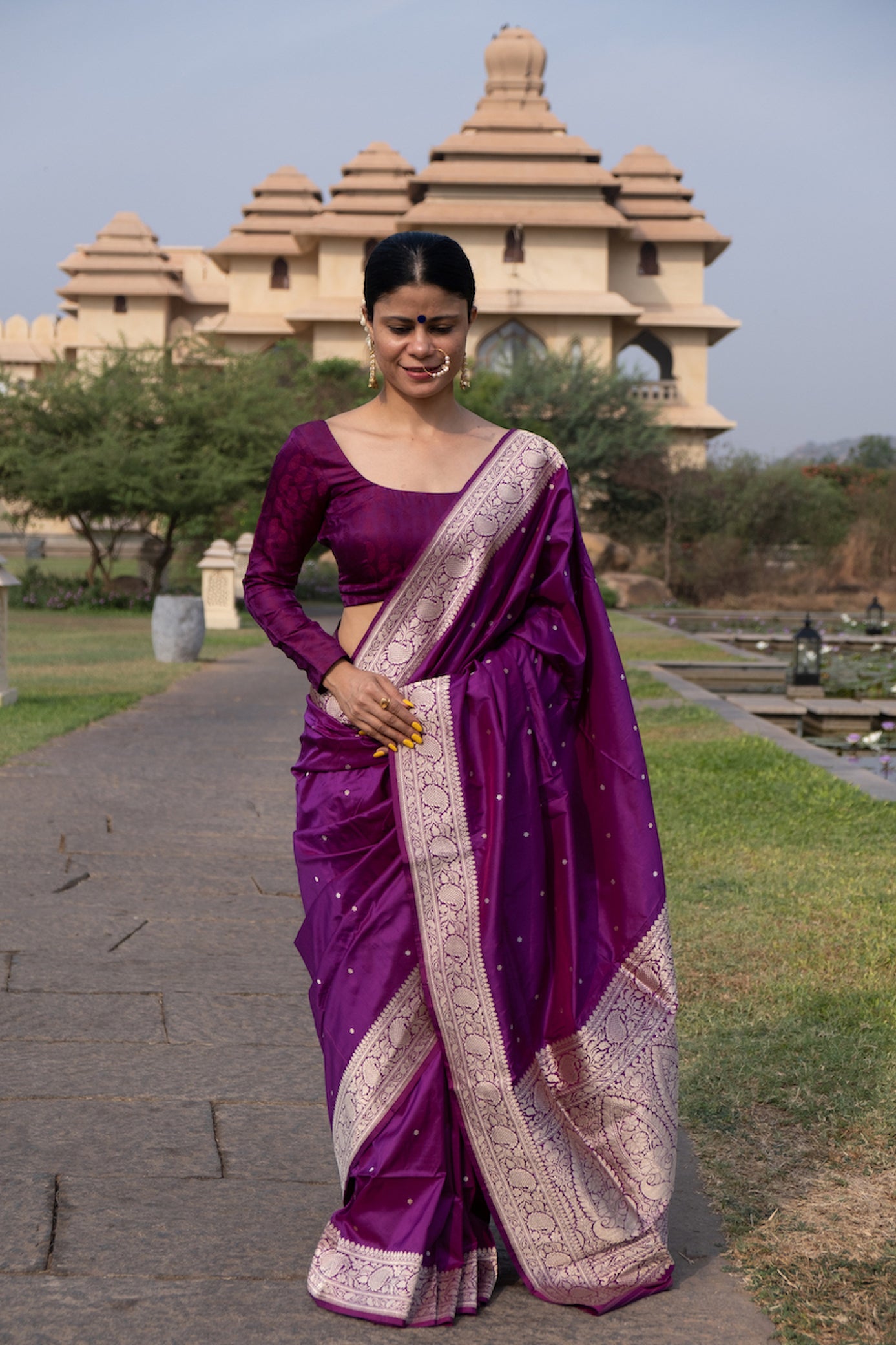 Jamuni Colour Handwoven Kadwa Katan Silk Banarasi Saree