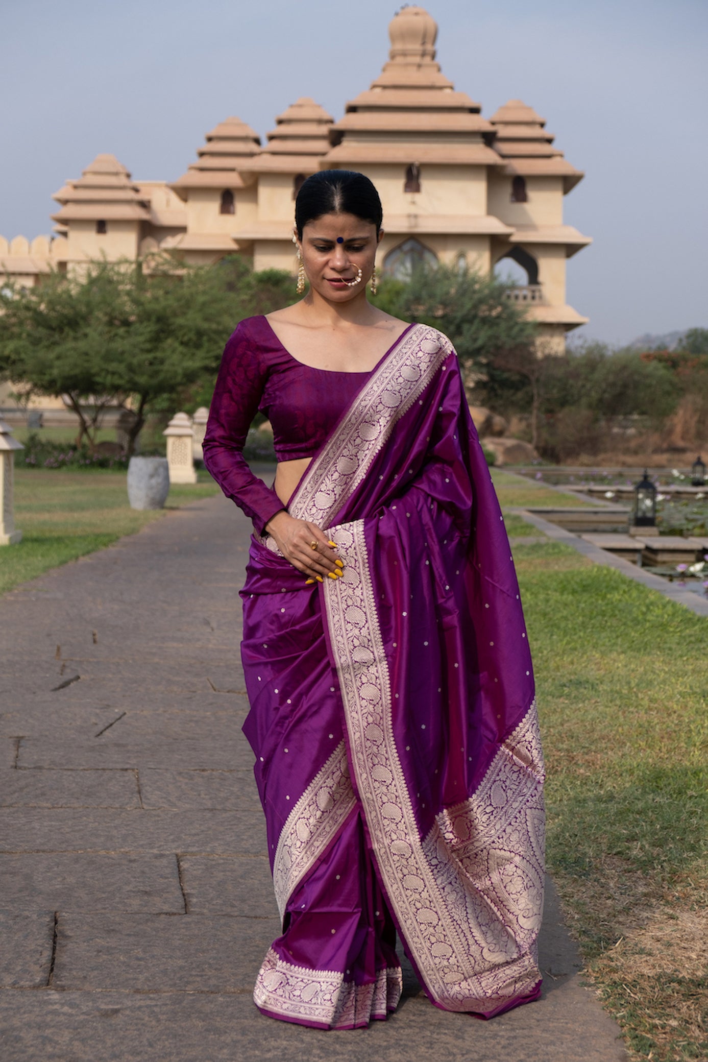 Jamuni Colour Handwoven Kadwa Katan Silk Banarasi Saree