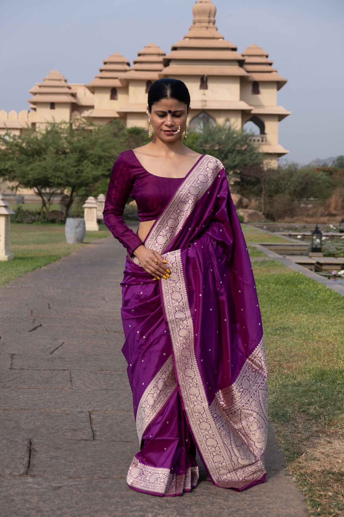 Jamuni Colour Handwoven Kadwa Katan Silk Banarasi Saree