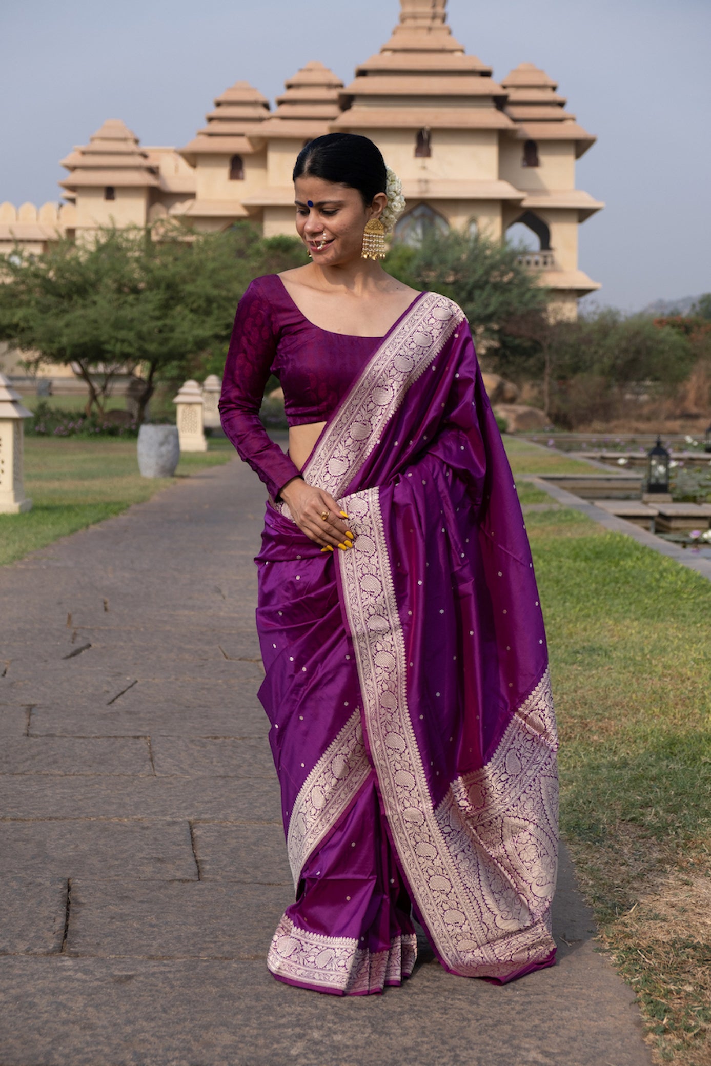 Jamuni Colour Handwoven Kadwa Katan Silk Banarasi Saree