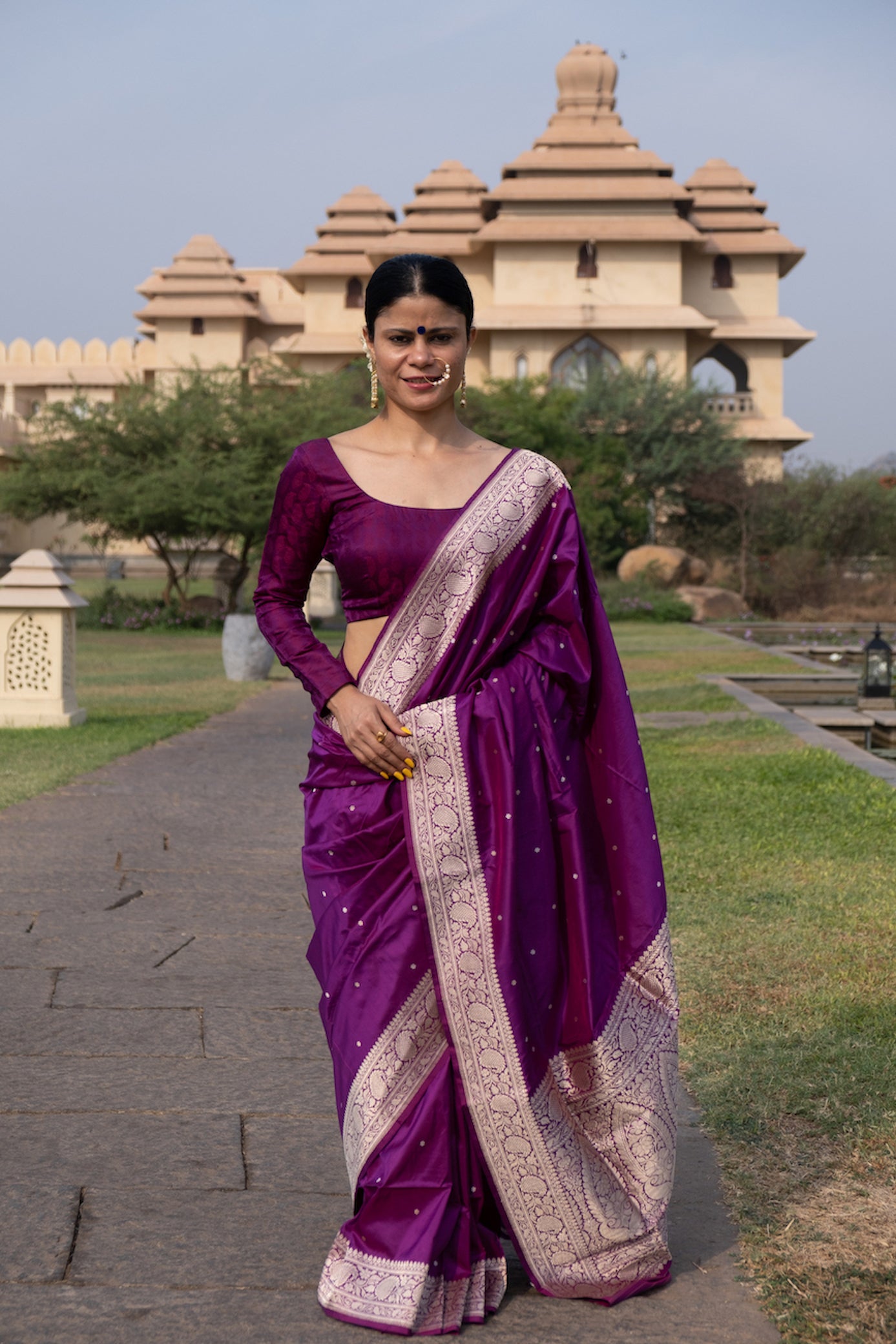 Jamuni Colour Handwoven Kadwa Katan Silk Banarasi Saree