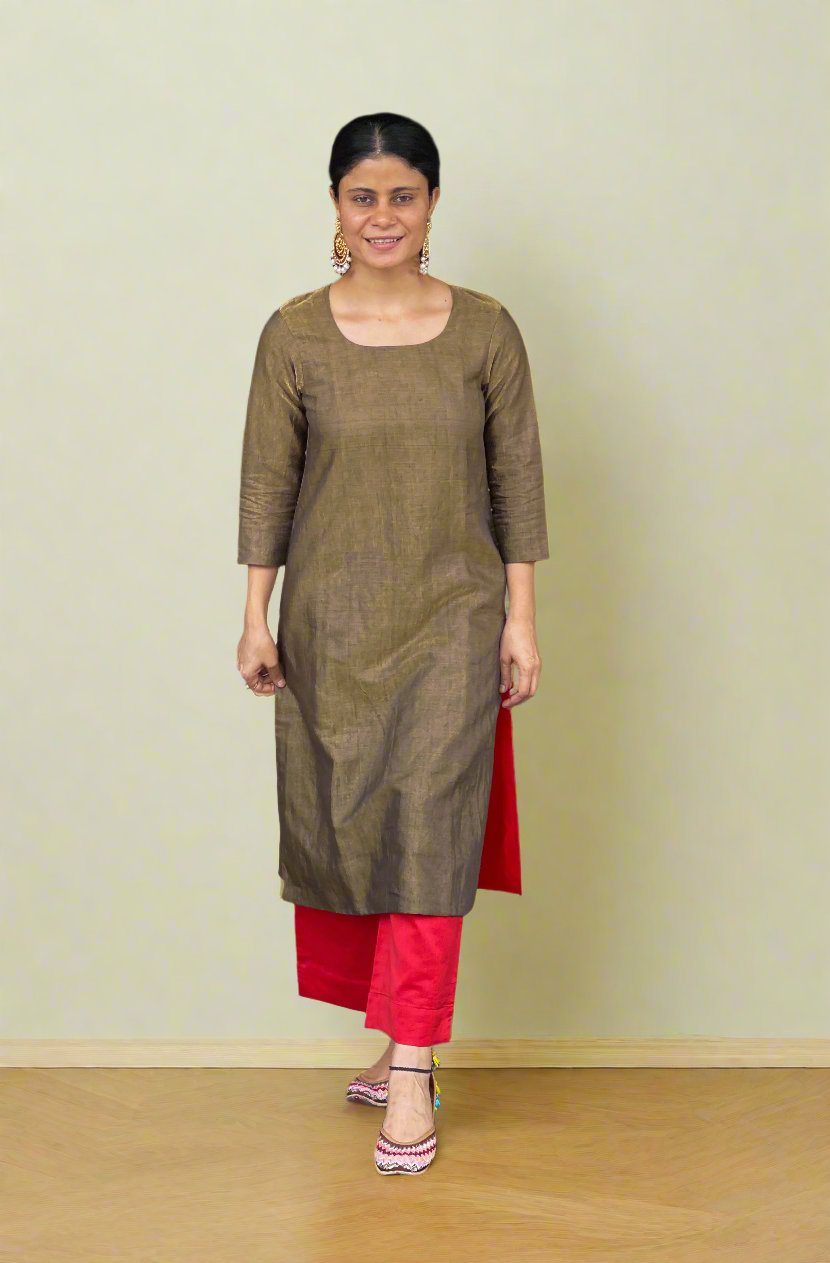 Handloom Metallic Silk Kurta