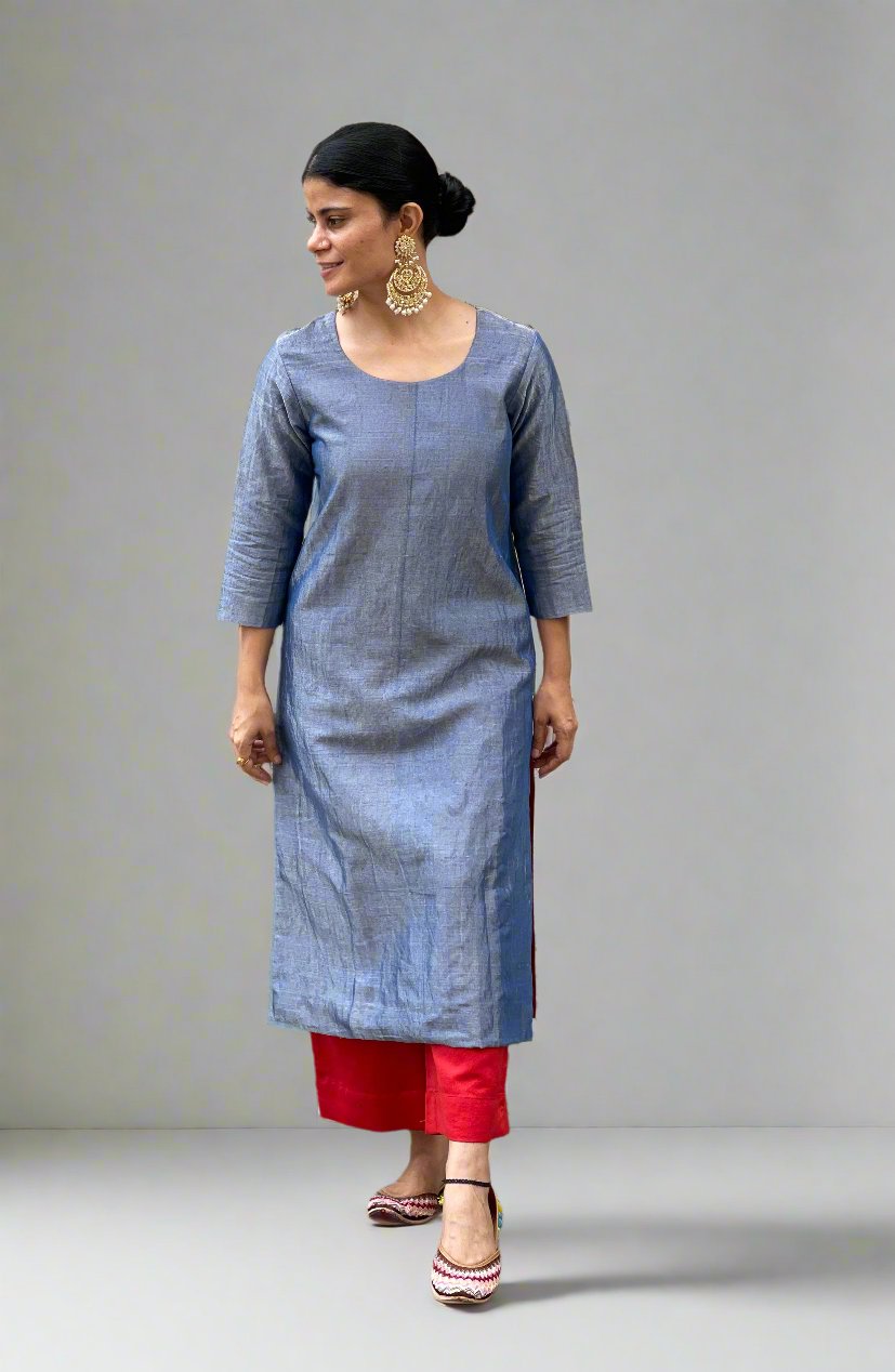 Handloom Metallic Silk Kurta