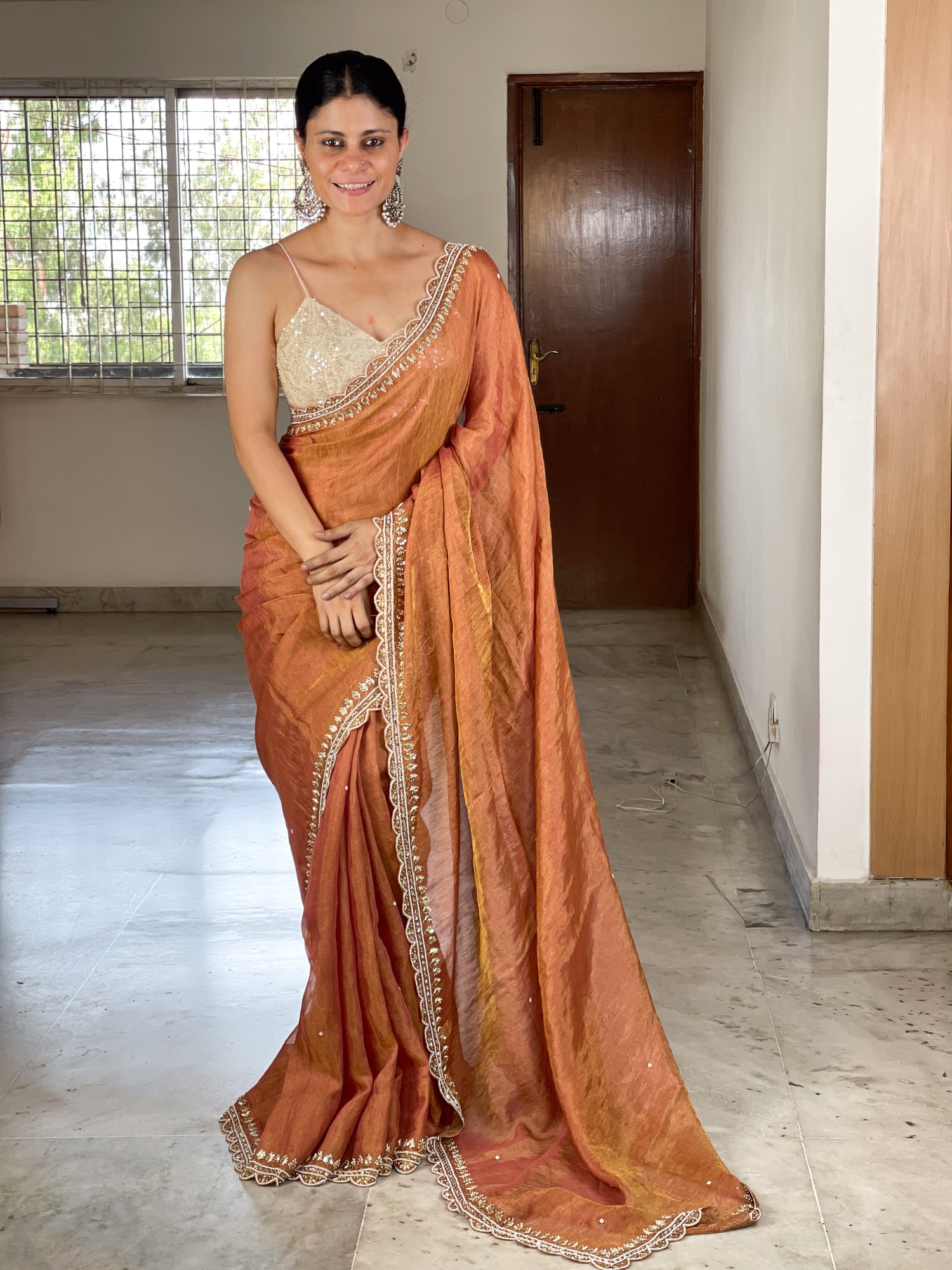 Saanjh Collection - Handembroidered Saree