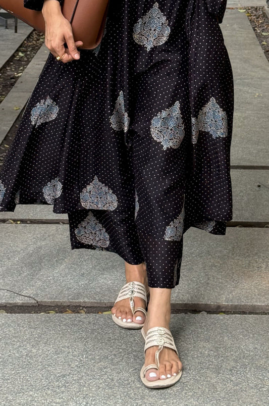 Handblock Printed Natural Dyed Ajrakh Chanderi Silk Pant