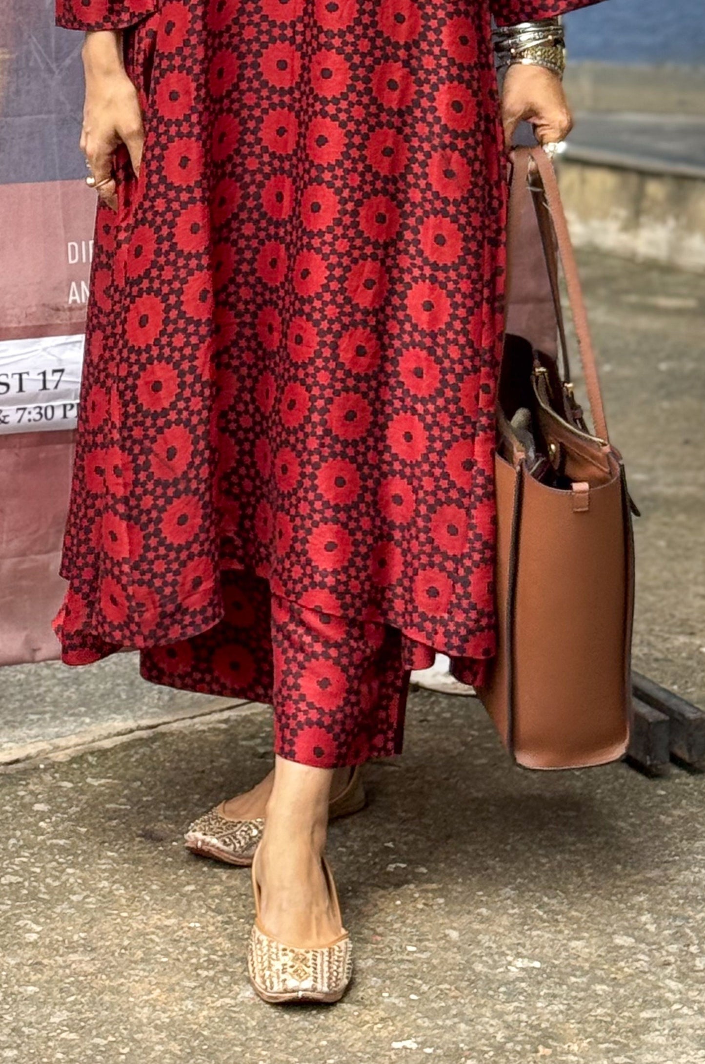 Handblock Printed Natural Dyed Ajrakh Chanderi Silk Pant