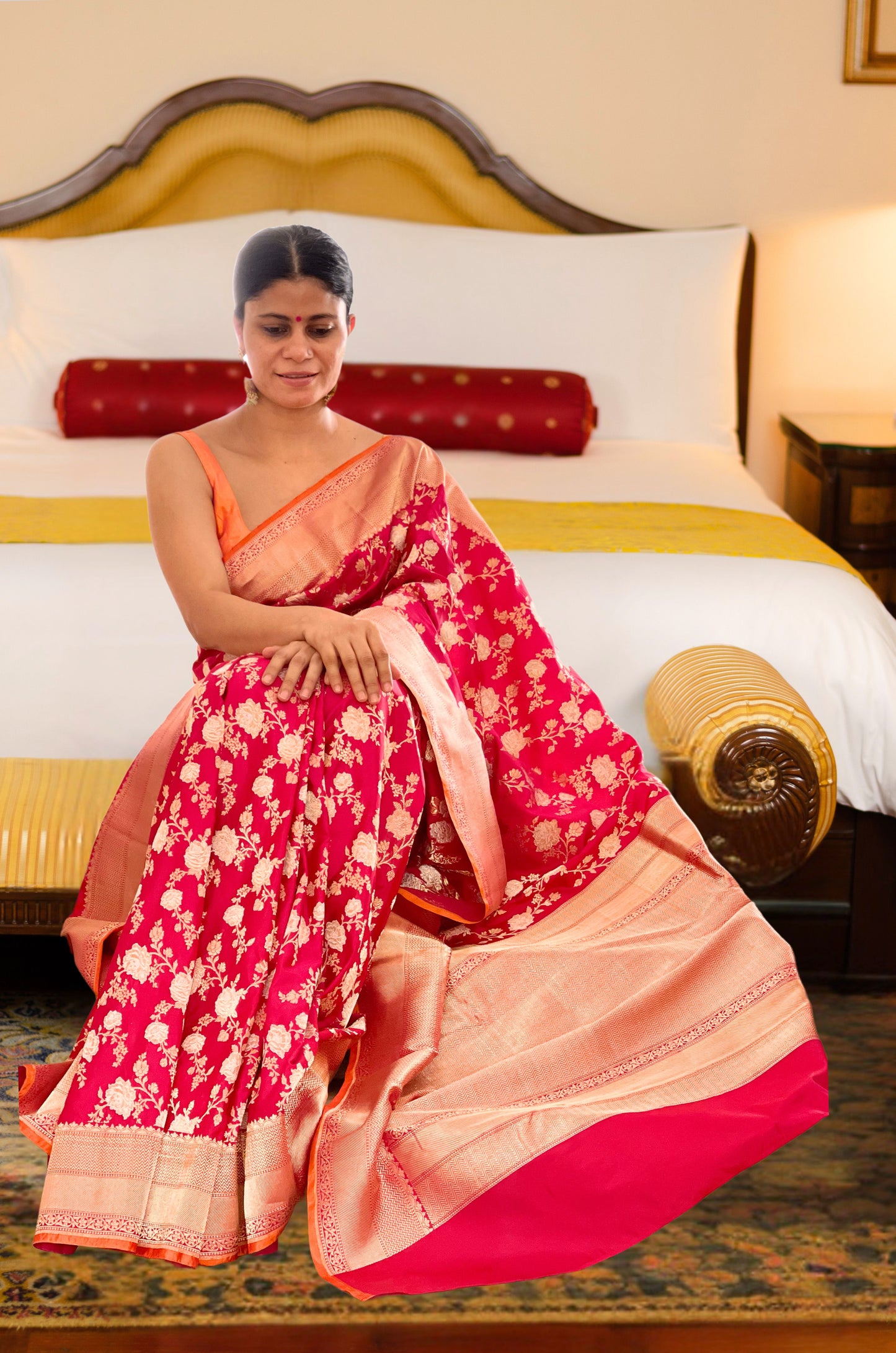 Deep Rani Pink Handwoven Kadwa Katan Silk Banarasi Saree