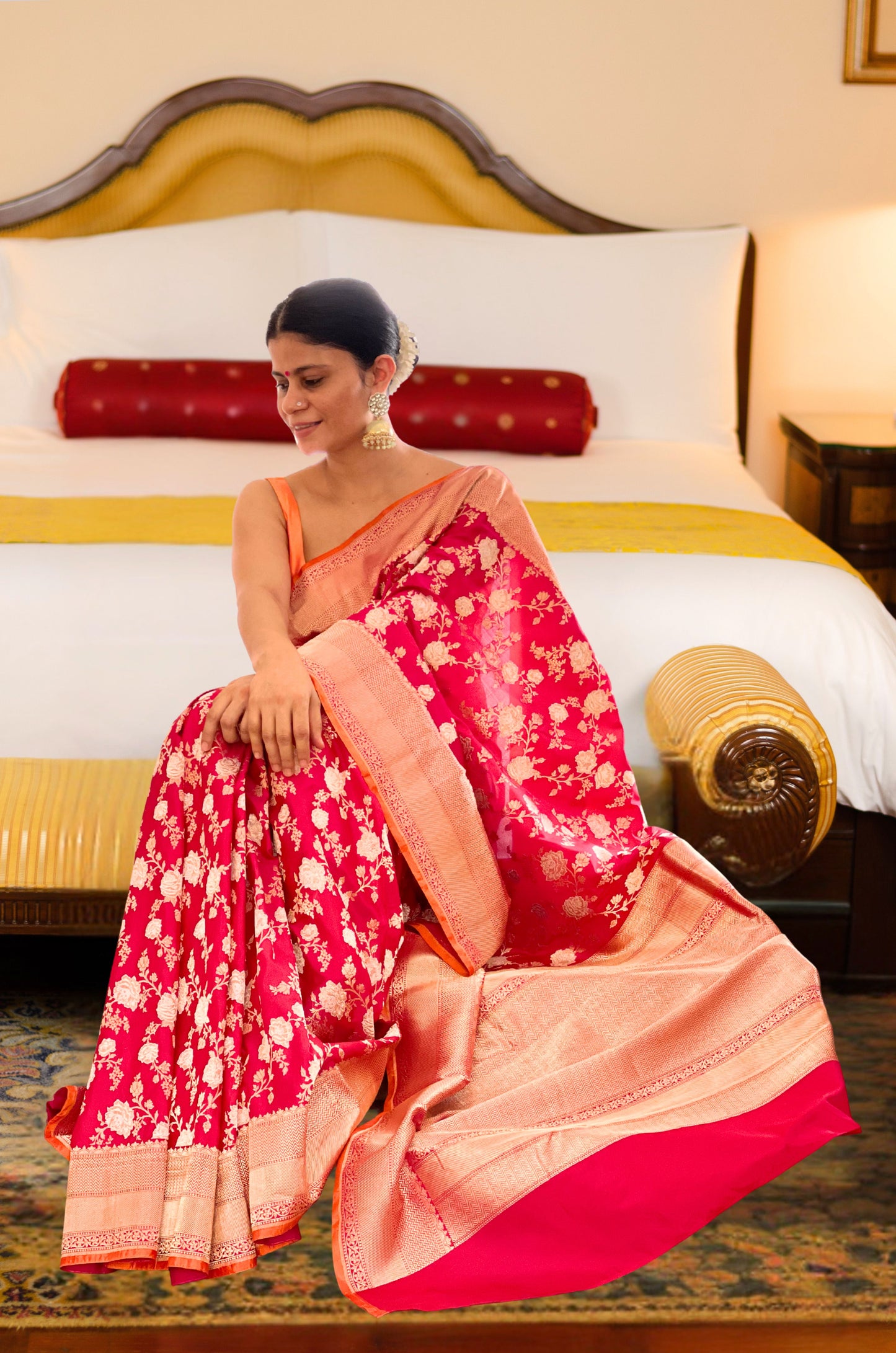 Deep Rani Pink Handwoven Kadwa Katan Silk Banarasi Saree