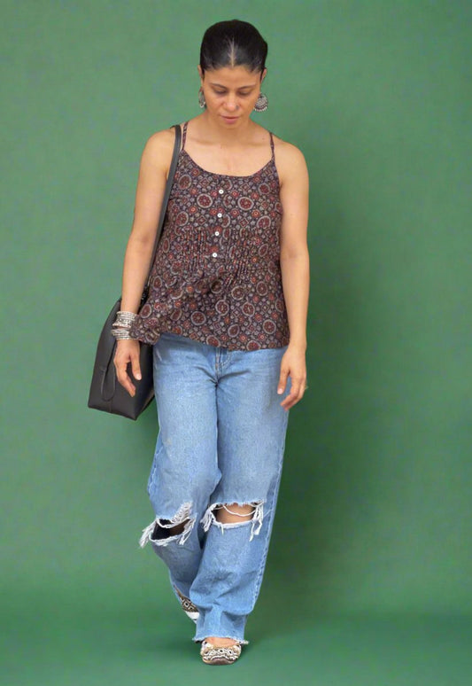 Handblock Printed Ajrakh Top