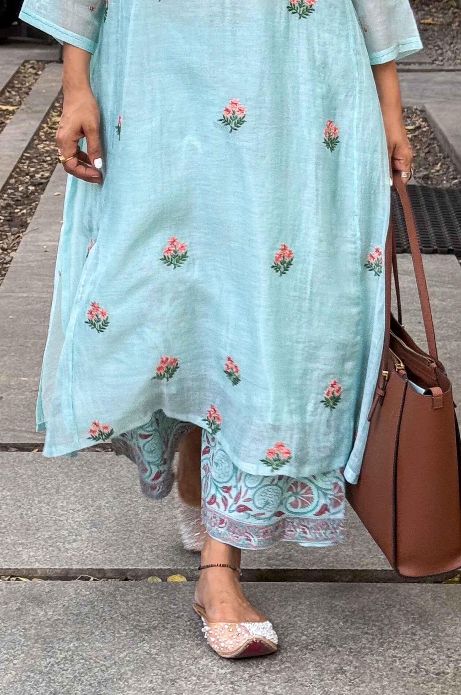 block print Chanderi Silk pant