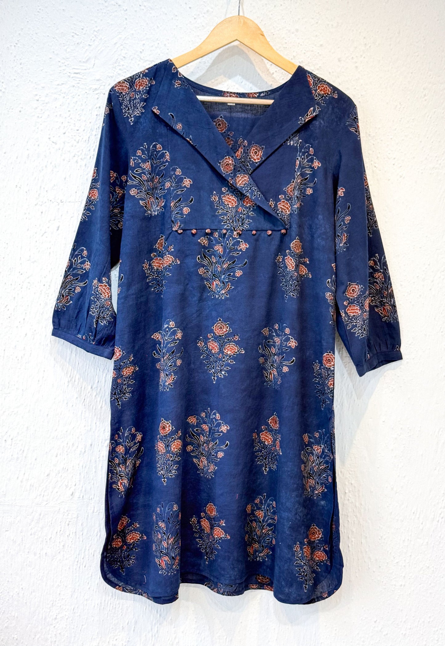 Handblock Printed Natural Dyed Ajrakh Cotton  Kurta